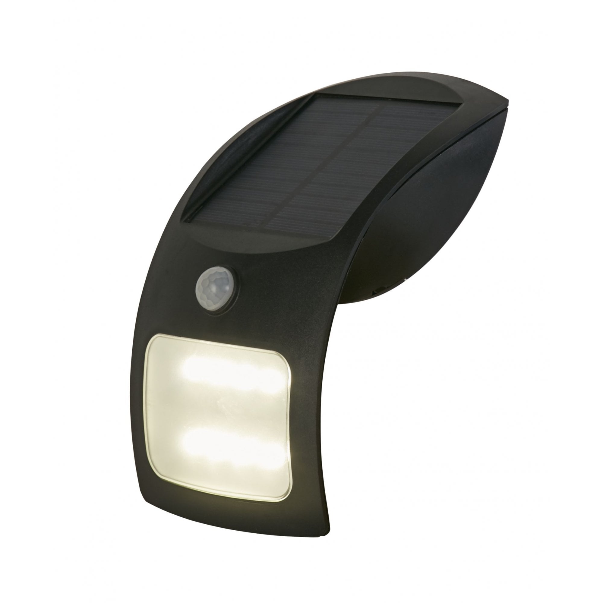 Searchlight Bankfield Solar Outdoor Wall Light with PIR - Black & White Polycarbonate