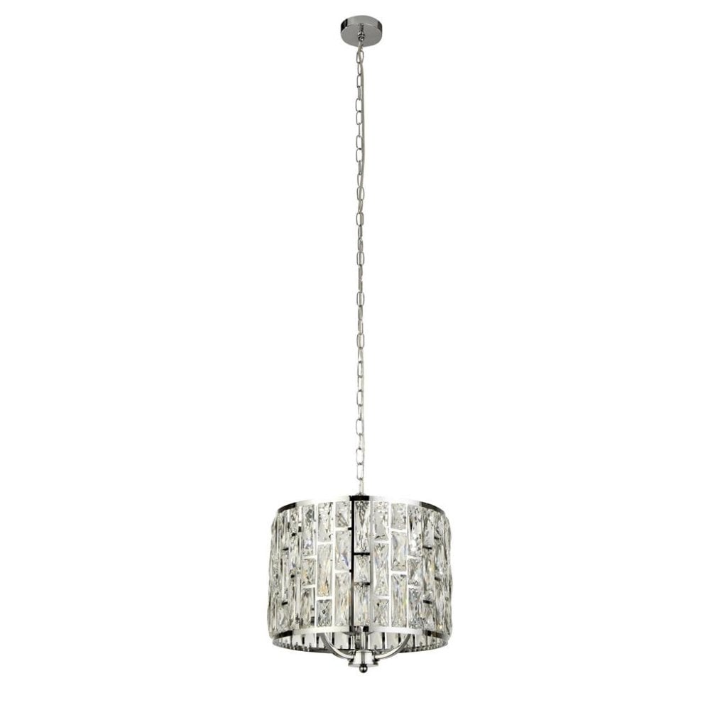 Searchlight Becket 3 Light Ceiling Pendant - Chrome & Crystal Glass