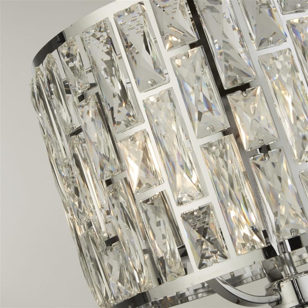 Searchlight Becket 3 Light Ceiling Pendant - Chrome & Crystal Glass