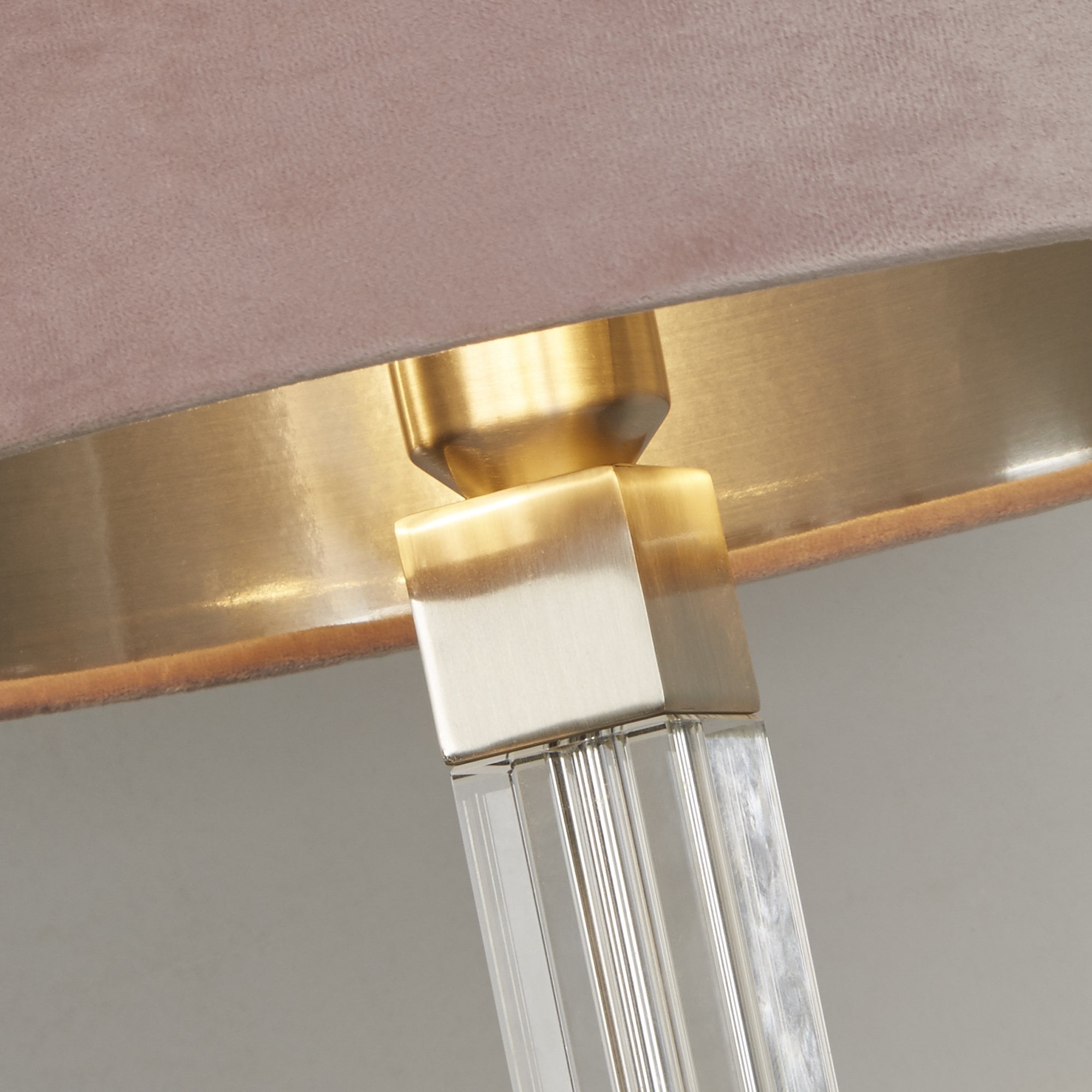 Searchlight Sarah Table Lamp - Crystal, Satin Nickel & Pink Velvet