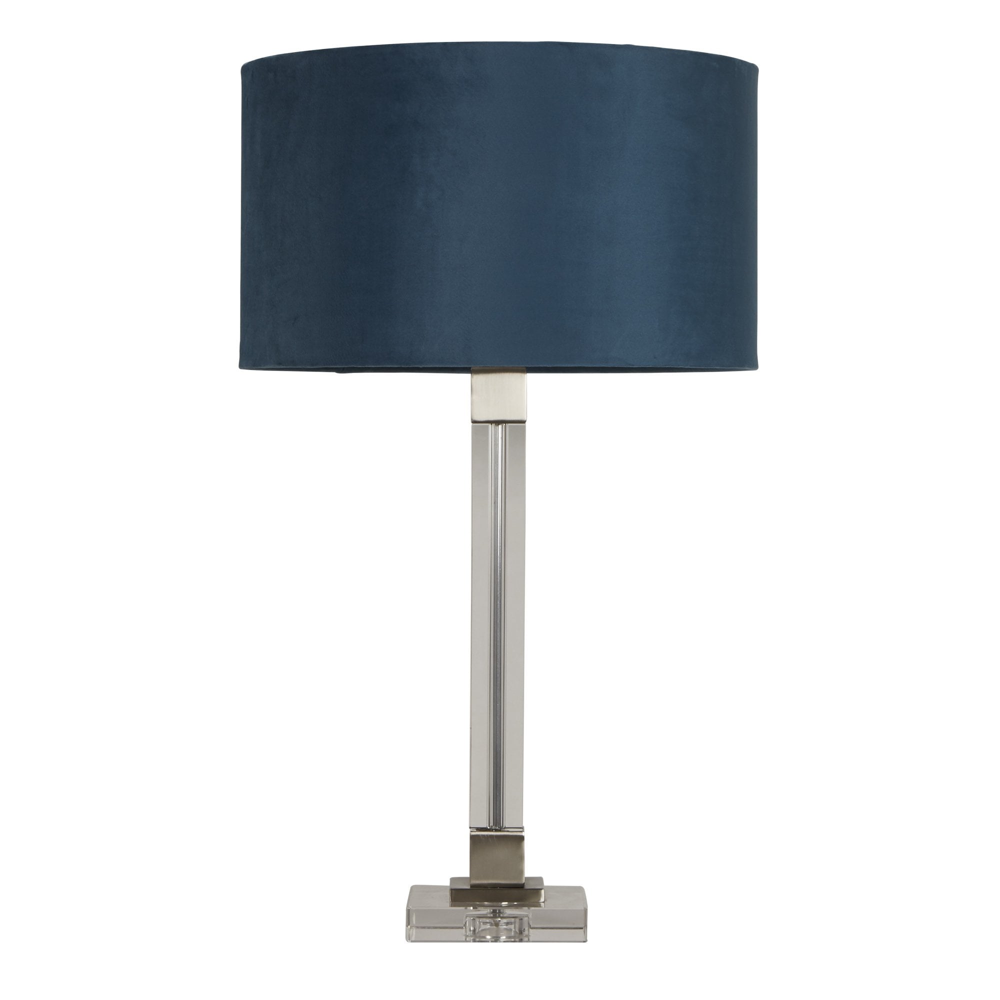 Searchlight Sarah Table Lamp - Crystal, Satin Nickel & Teal Velvet