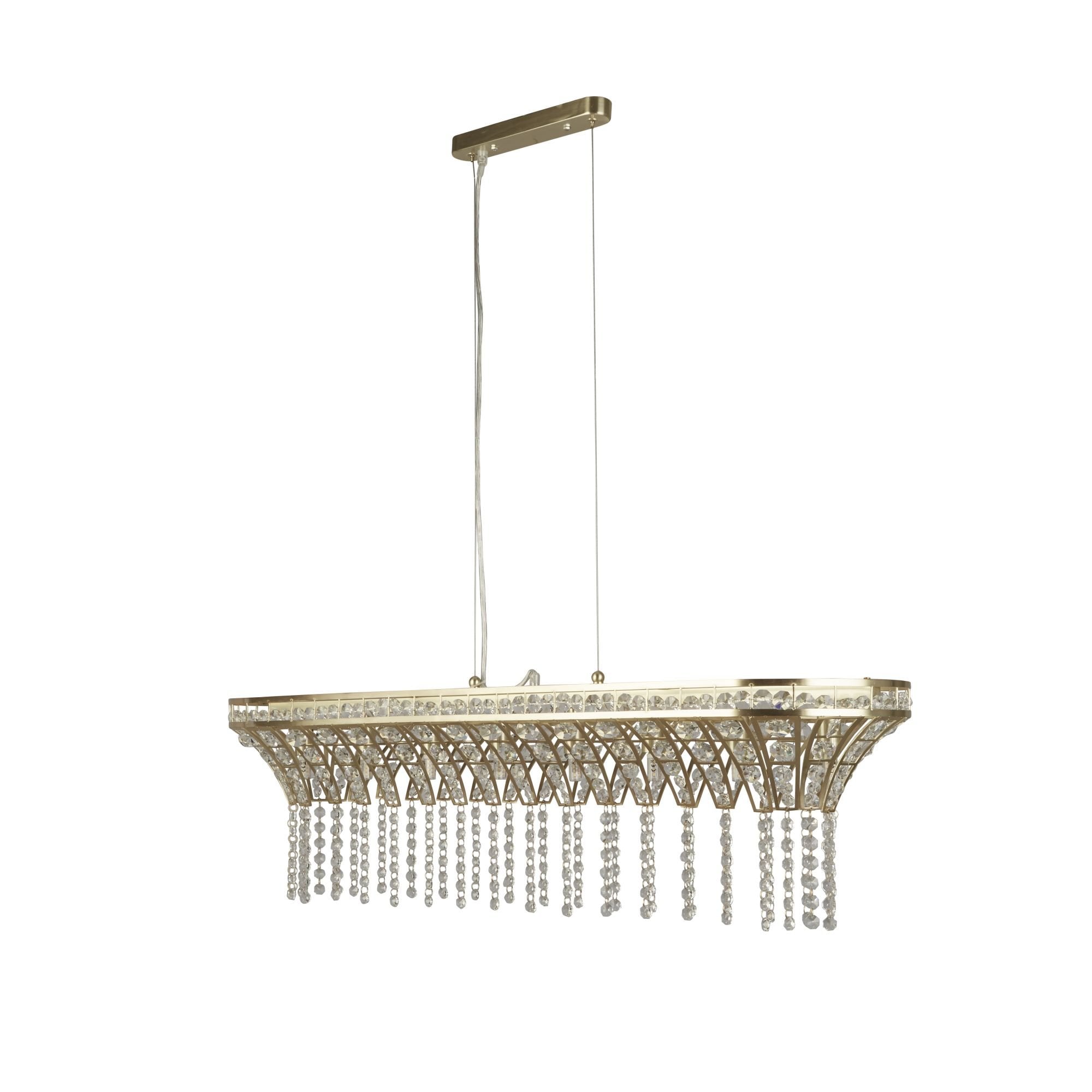 Searchlight Gardeners 8 Light Bar Pendant - Satin Brass & Clear Crystal