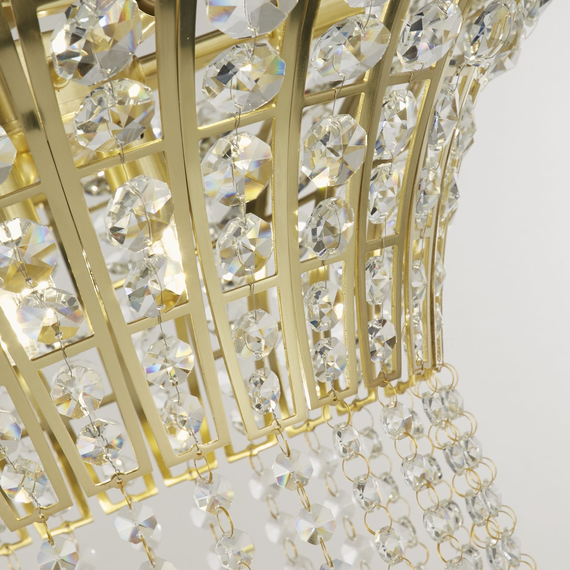 Searchlight Gardeners 8 Light Round Pendant - Satin Brass & Clear Crystal