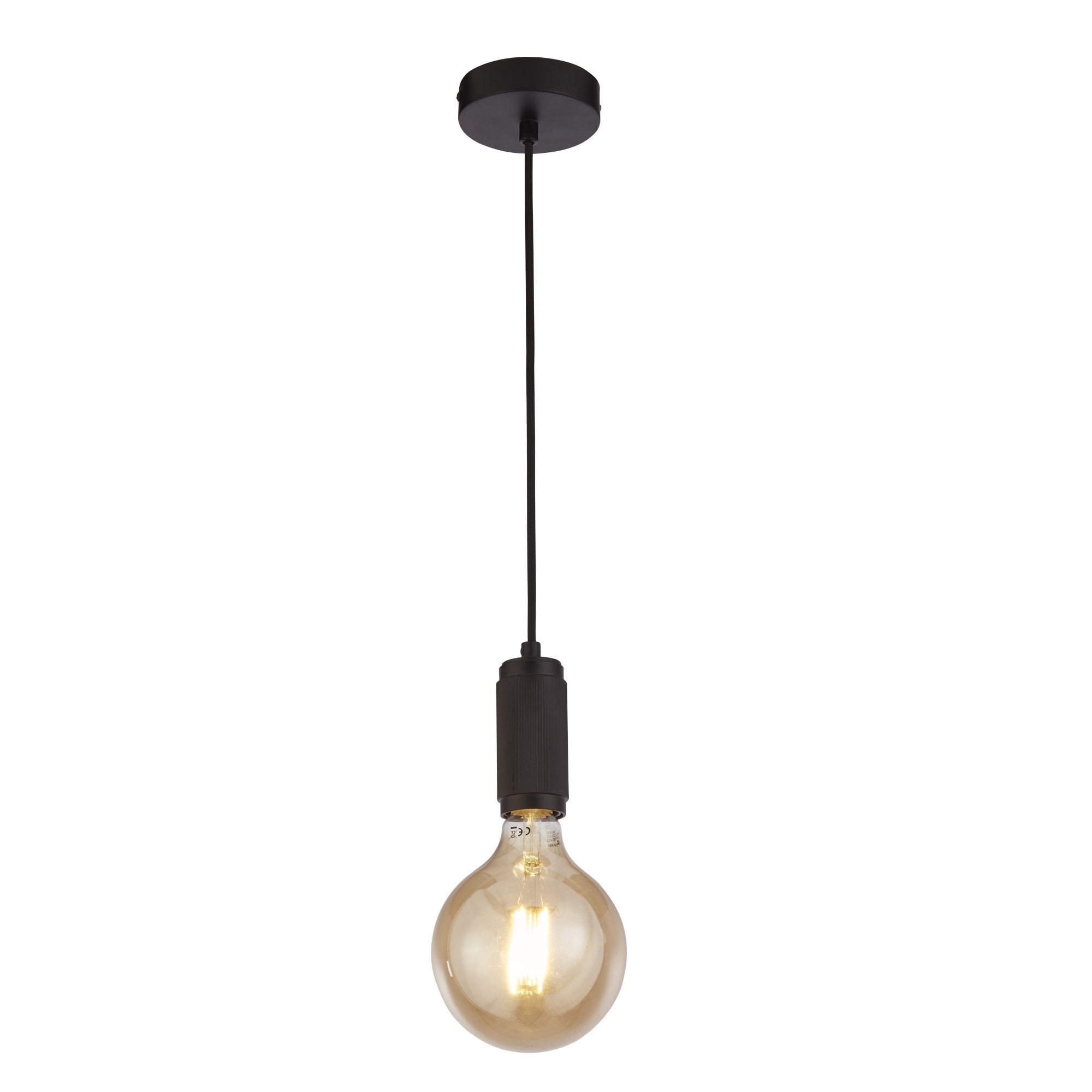 Searchlight Suspension Cable - Knurled Black & Black Braided Cable