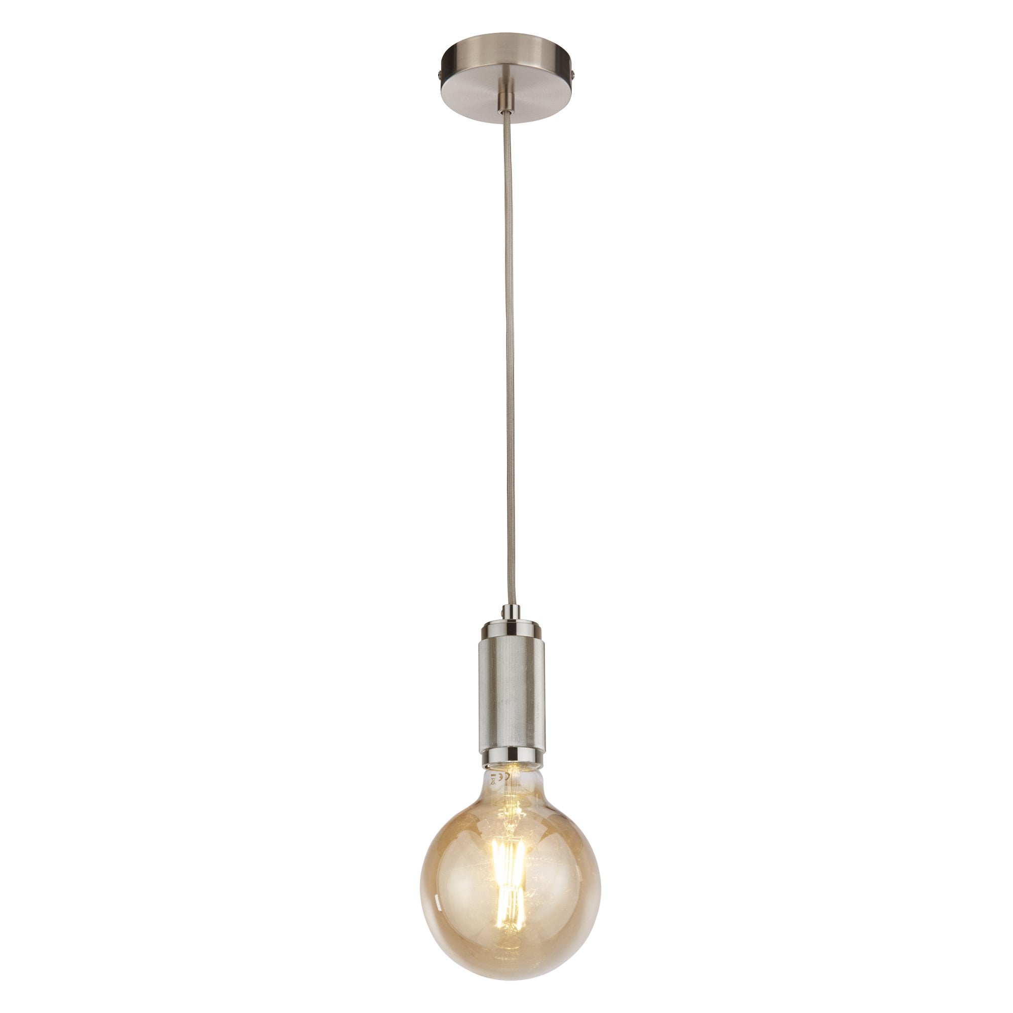 Searchlight Suspension Cable - Satin Silver & Grey Braided Cable