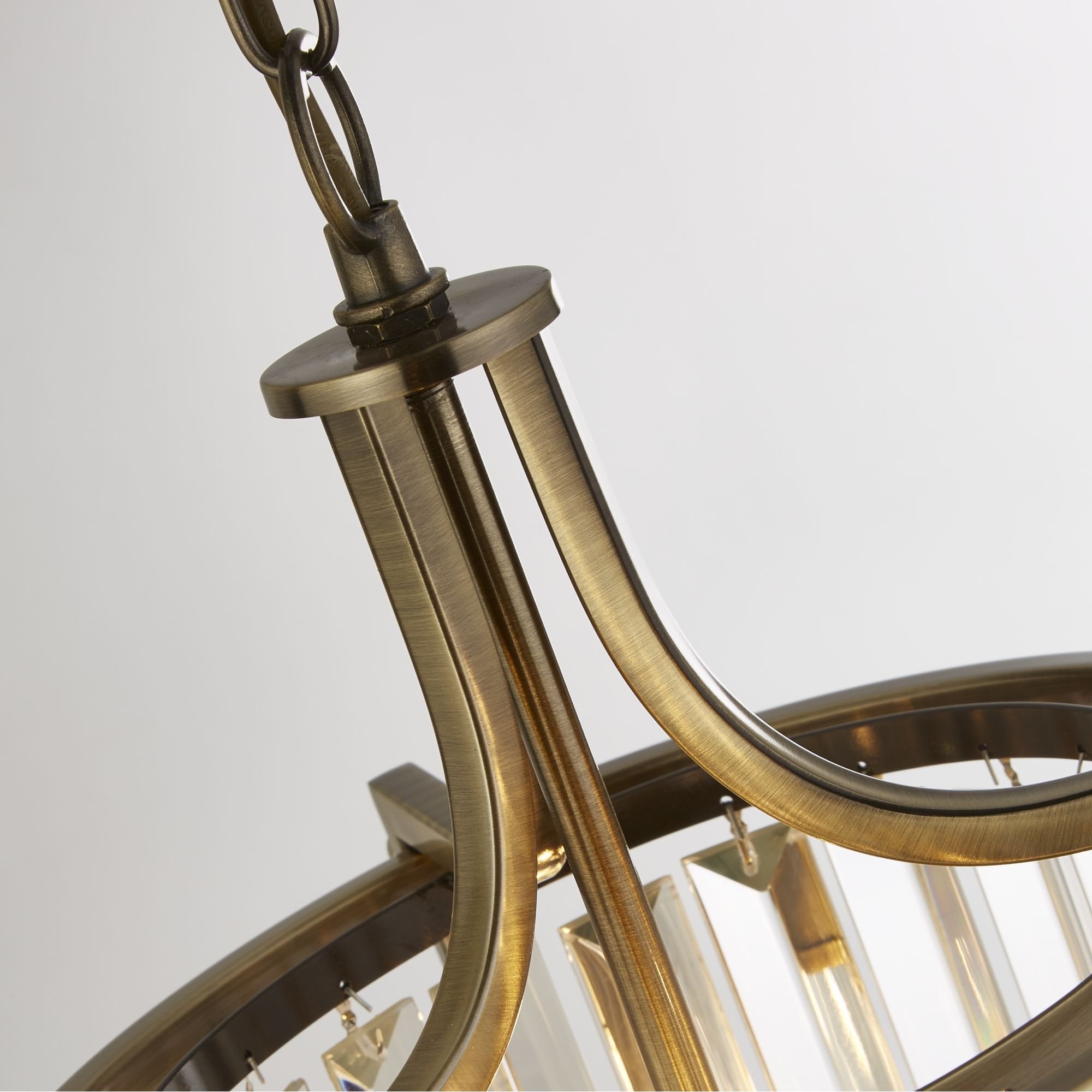 Searchlight Villier 2 Light Pendant - Antique Brass & Clear Crystal