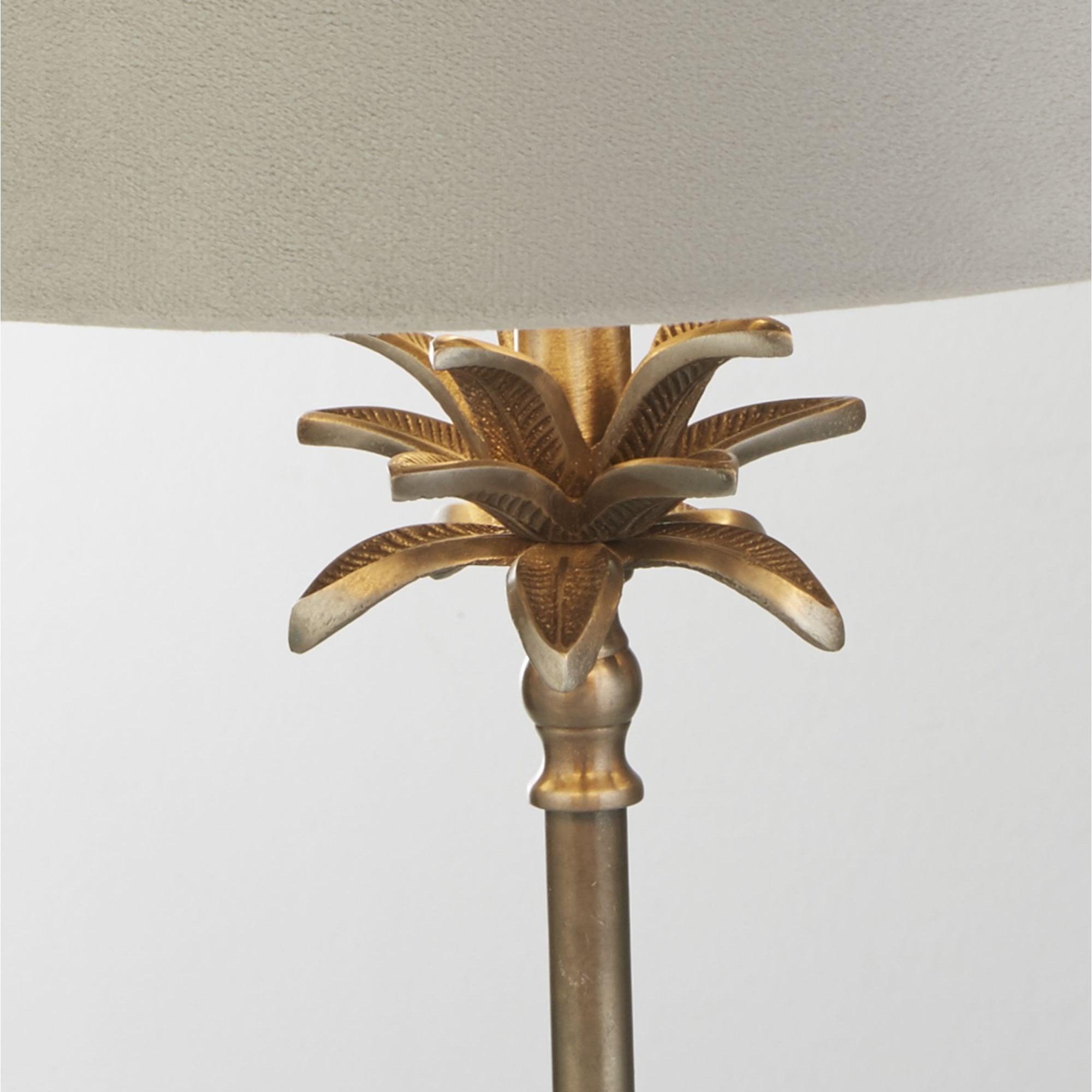 Searchlight Paisley Table Lamp - Antique Nickel & Grey Velvet Shade