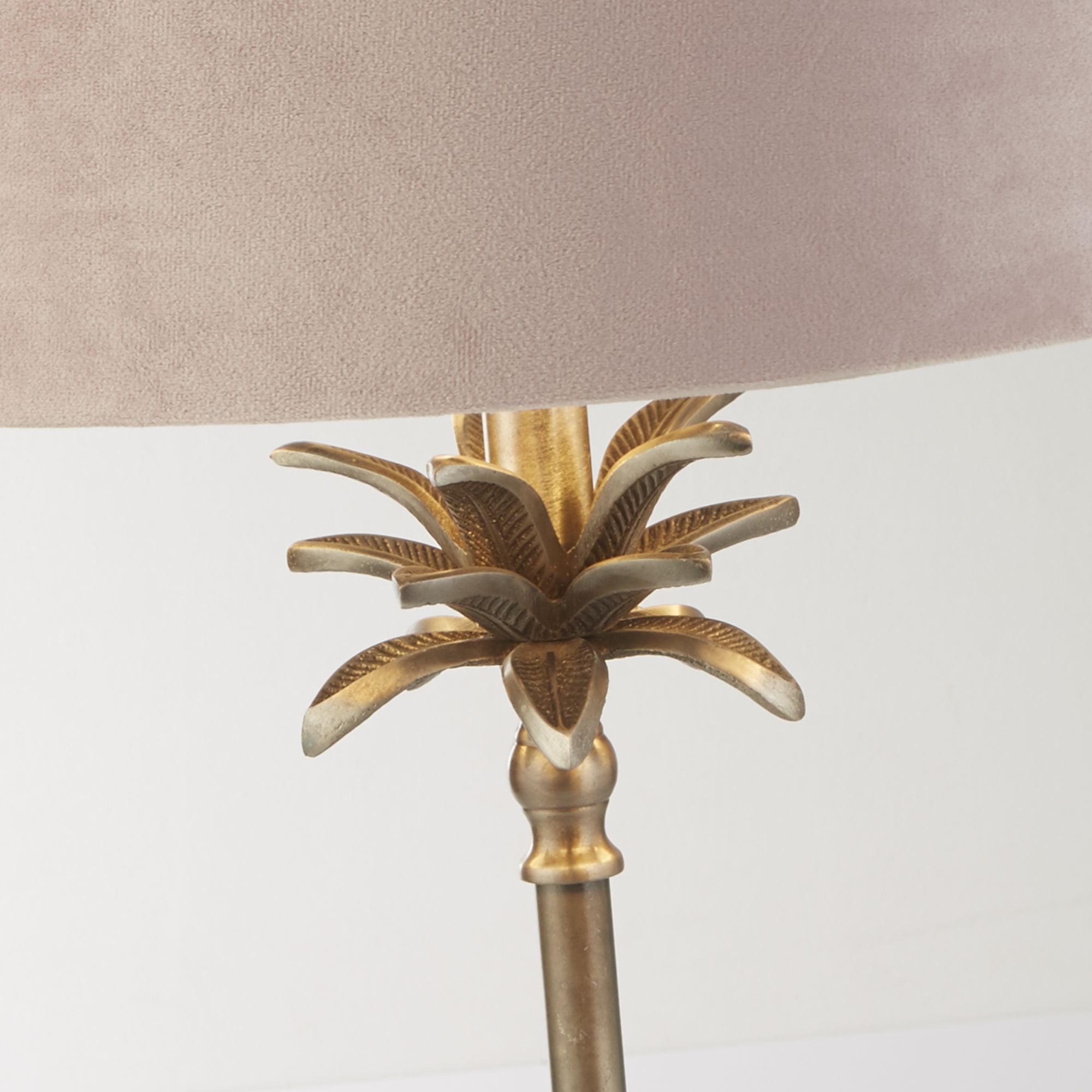 Searchlight Paisley Table Lamp - Antique Nickel & Pink Velvet Shade