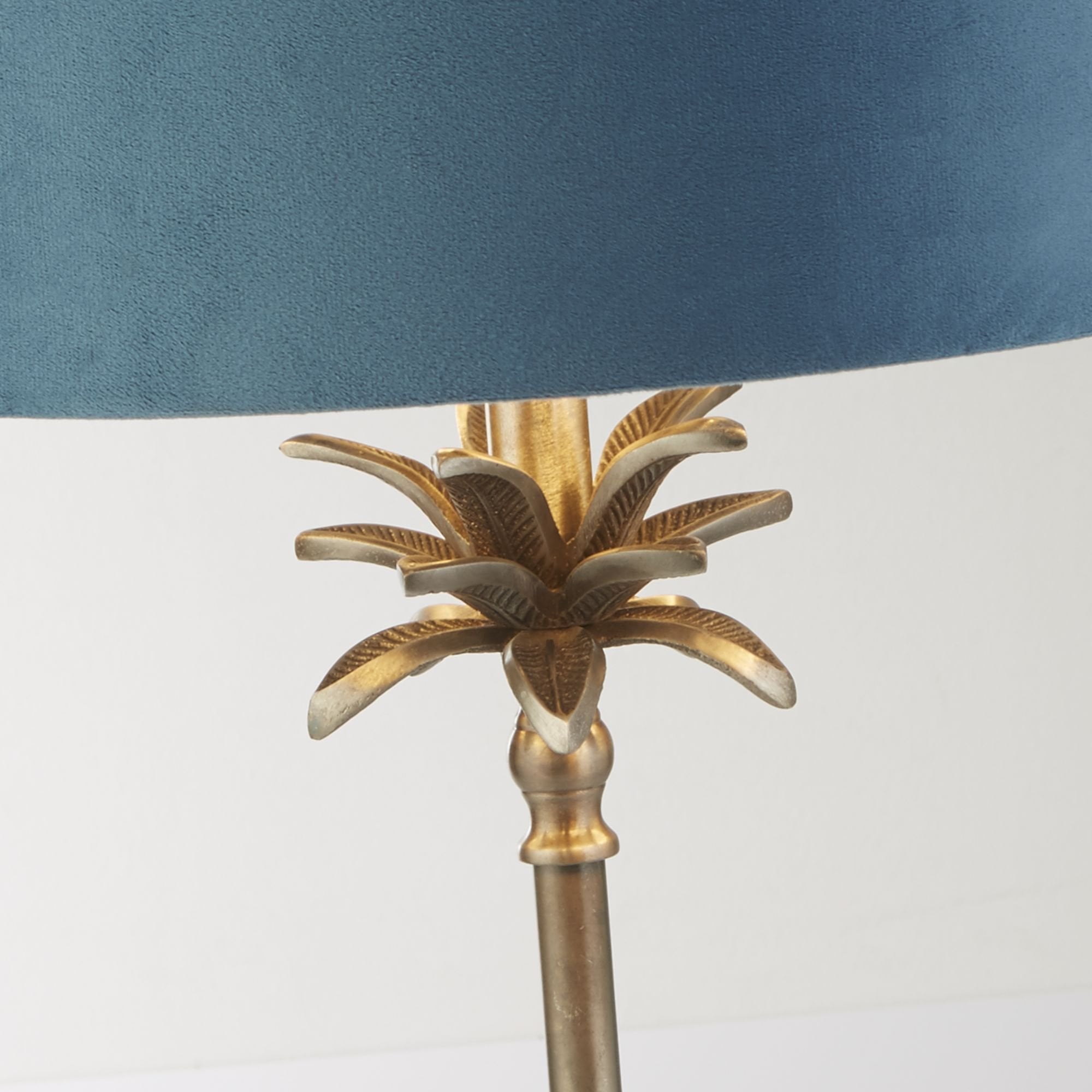 Searchlight Paisley Table Lamp - Antique Nickel & Teal Velvet Shade