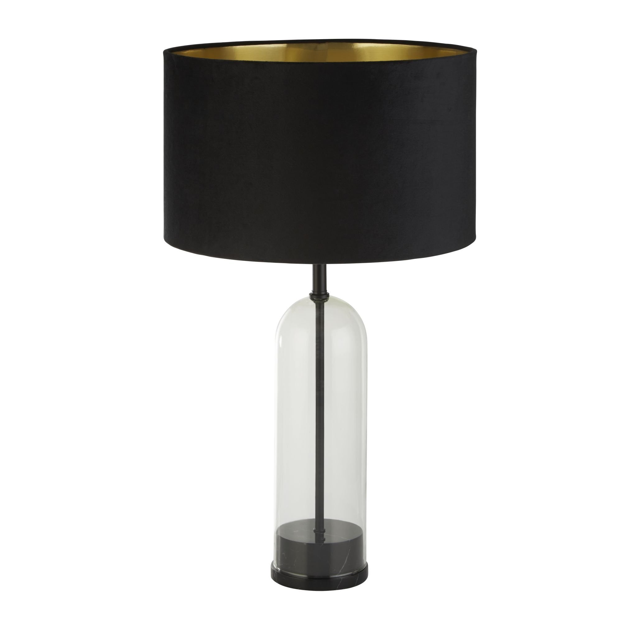 Searchlight Owen Table Lamp - Black, Glass, Marble & Black Velvet