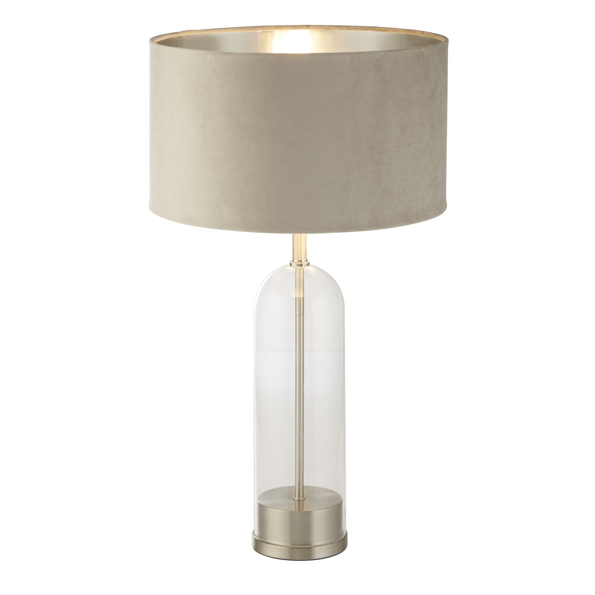 Searchlight Owen Table Lamp Base - Satin Nickel & Glass - Base Only