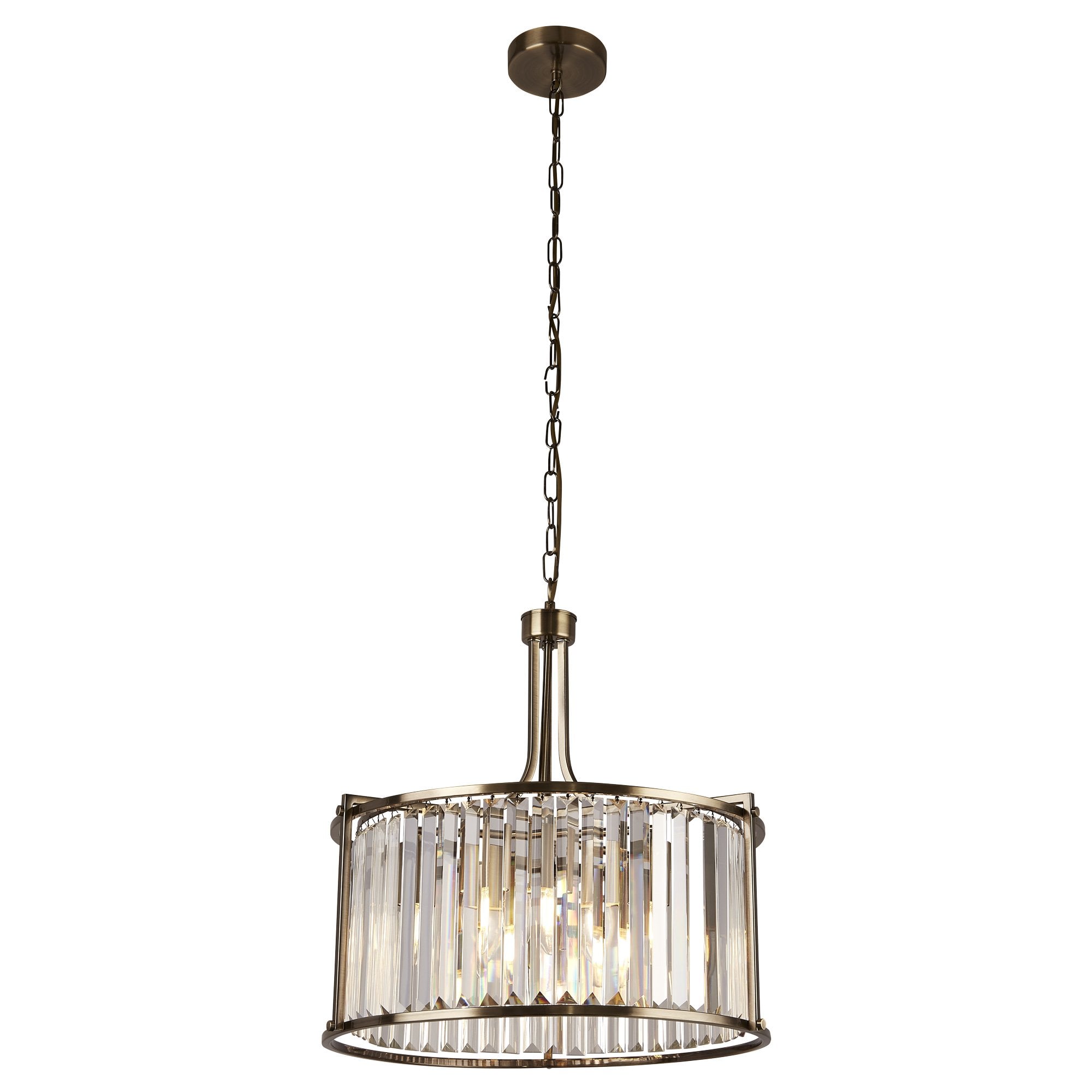 Searchlight Villier 5 Light Pendant - Antique Brass & Clear Crystal