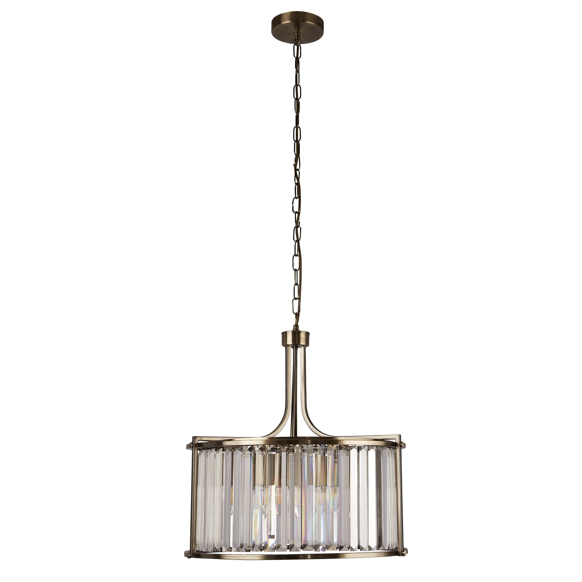 Searchlight Villier 5 Light Pendant - Antique Brass & Clear Crystal