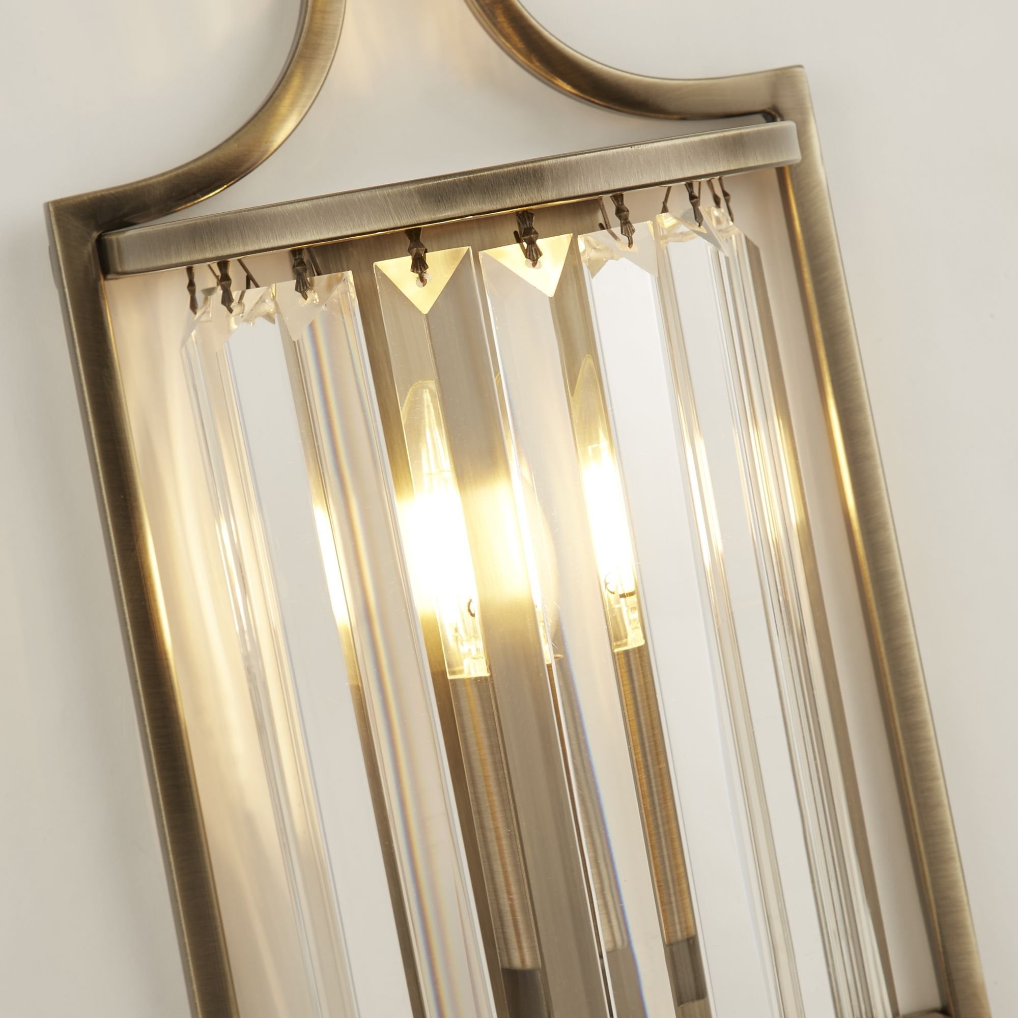 Searchlight Villier Wall Light - Antique Brass & Clear Crystal
