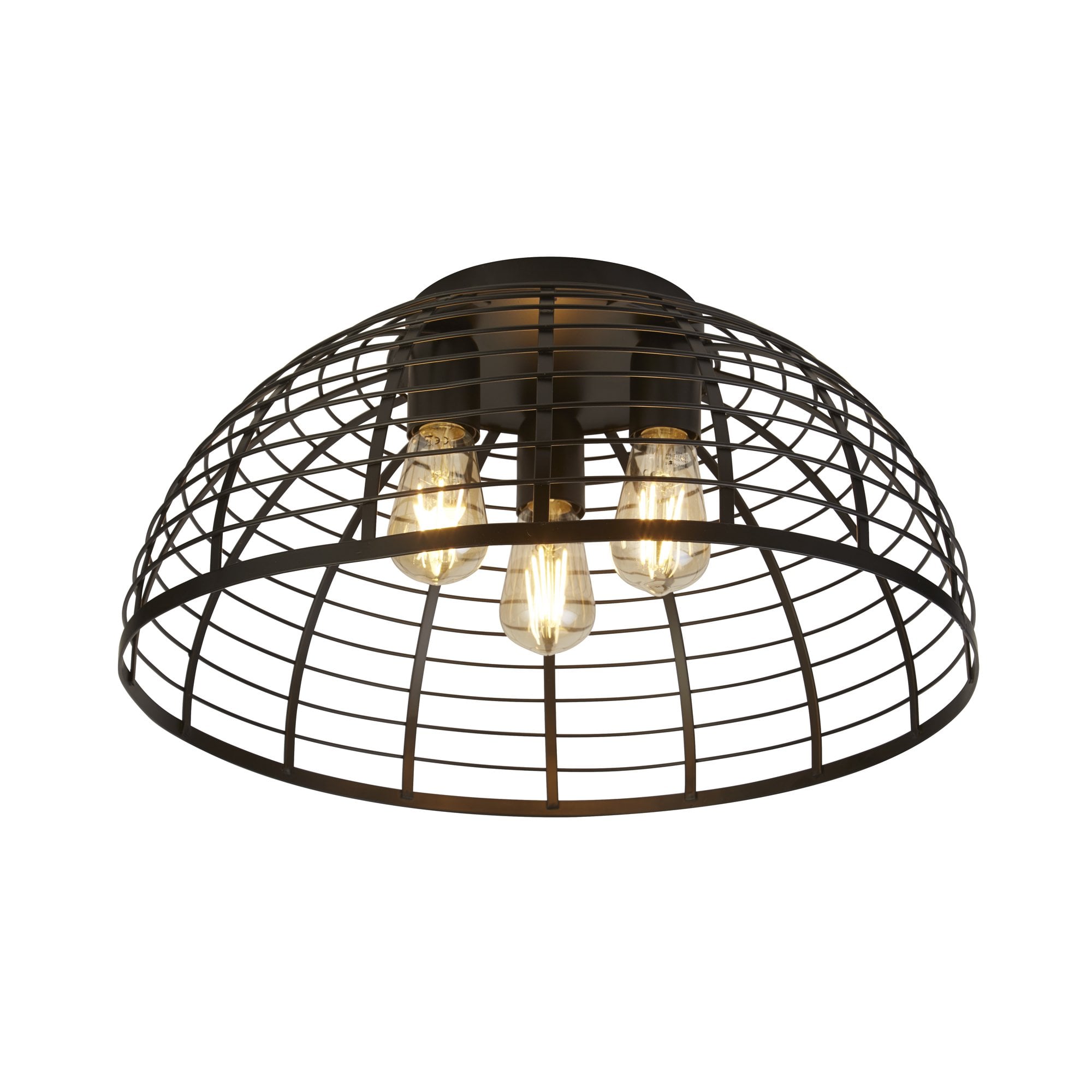 Searchlight Vermouth Cage 3 Light Flush - Matt Black