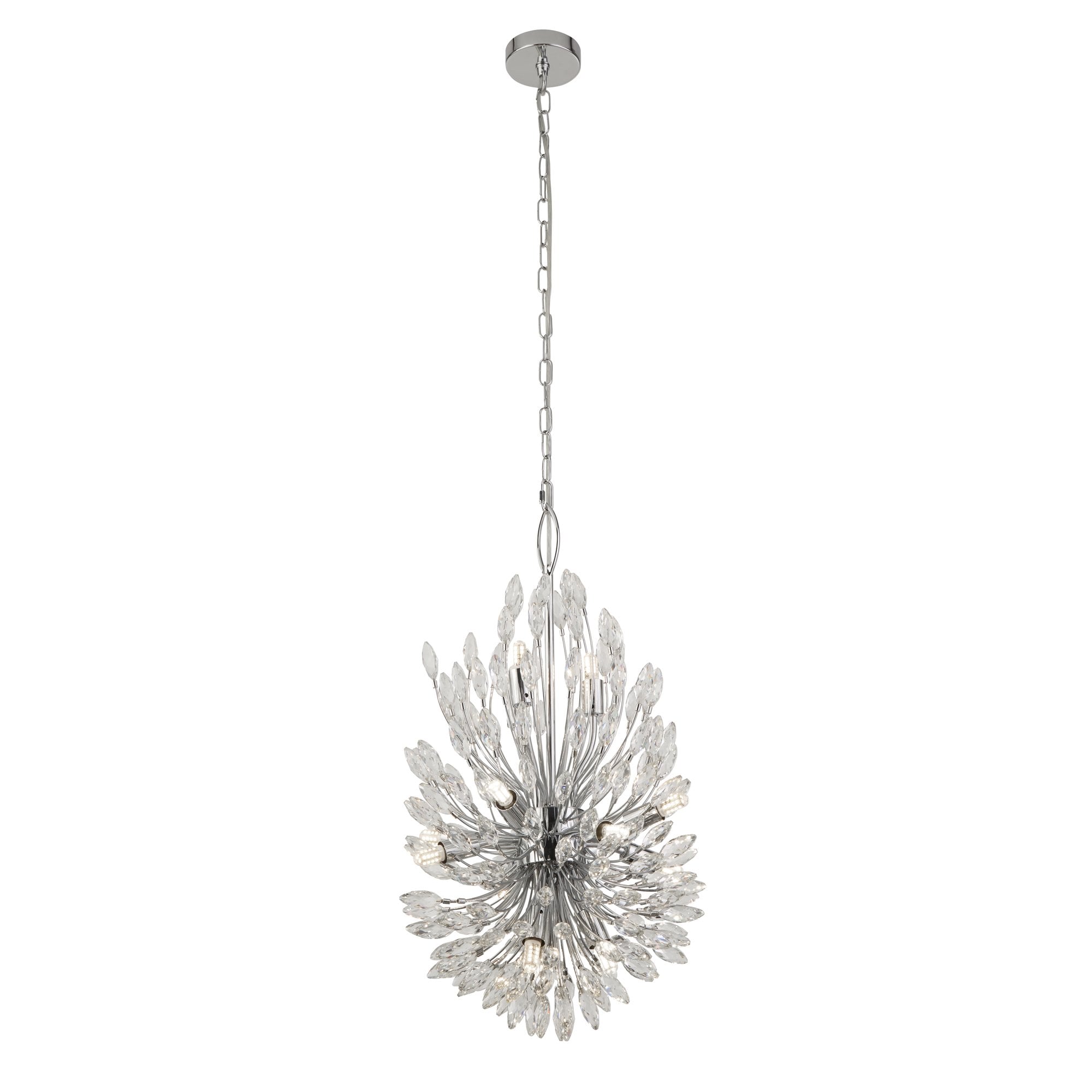Searchlight Paradise 14 Light Pendant - Chrome & Crystal