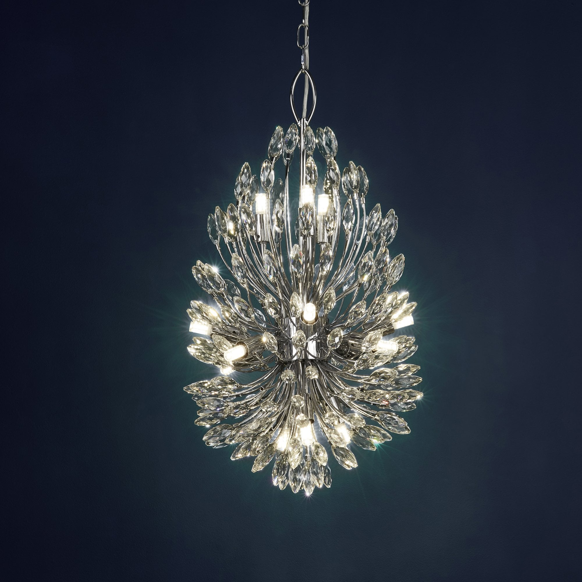 Searchlight Paradise 14 Light Pendant - Chrome & Crystal