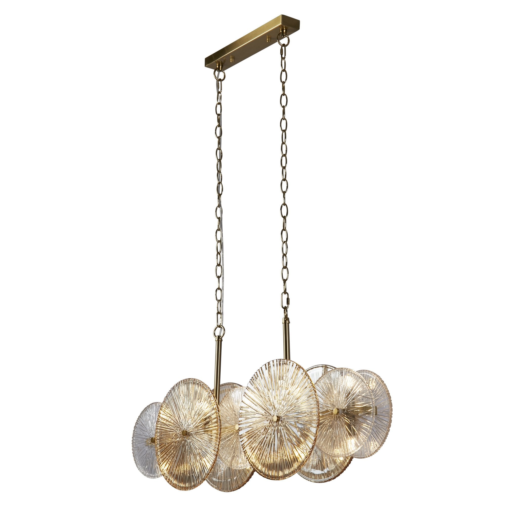 Searchlight Woodbine 10 Light Bar Pendant - Bronze, Clear & Amber Glass