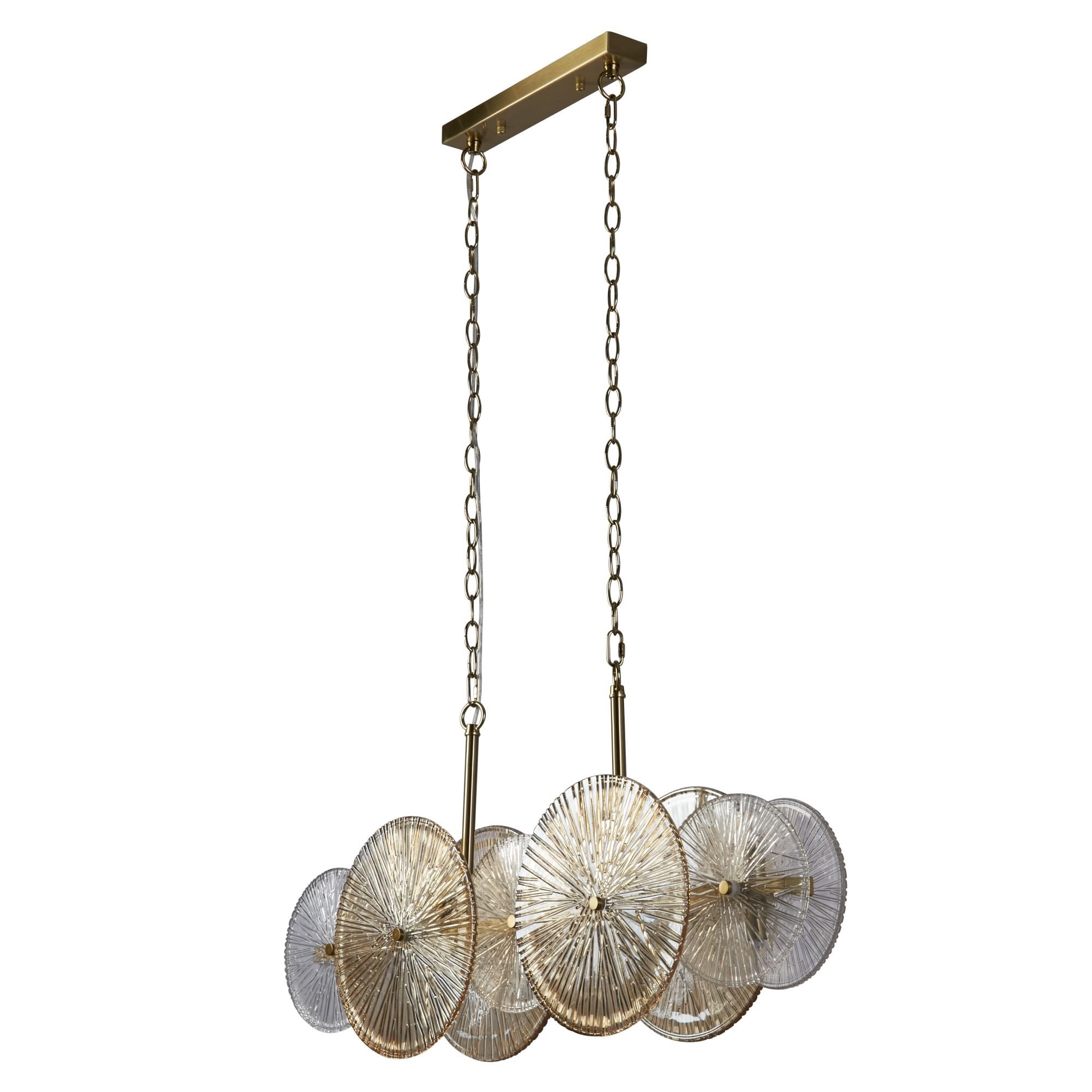 Searchlight Woodbine 10 Light Bar Pendant - Bronze, Clear & Amber Glass