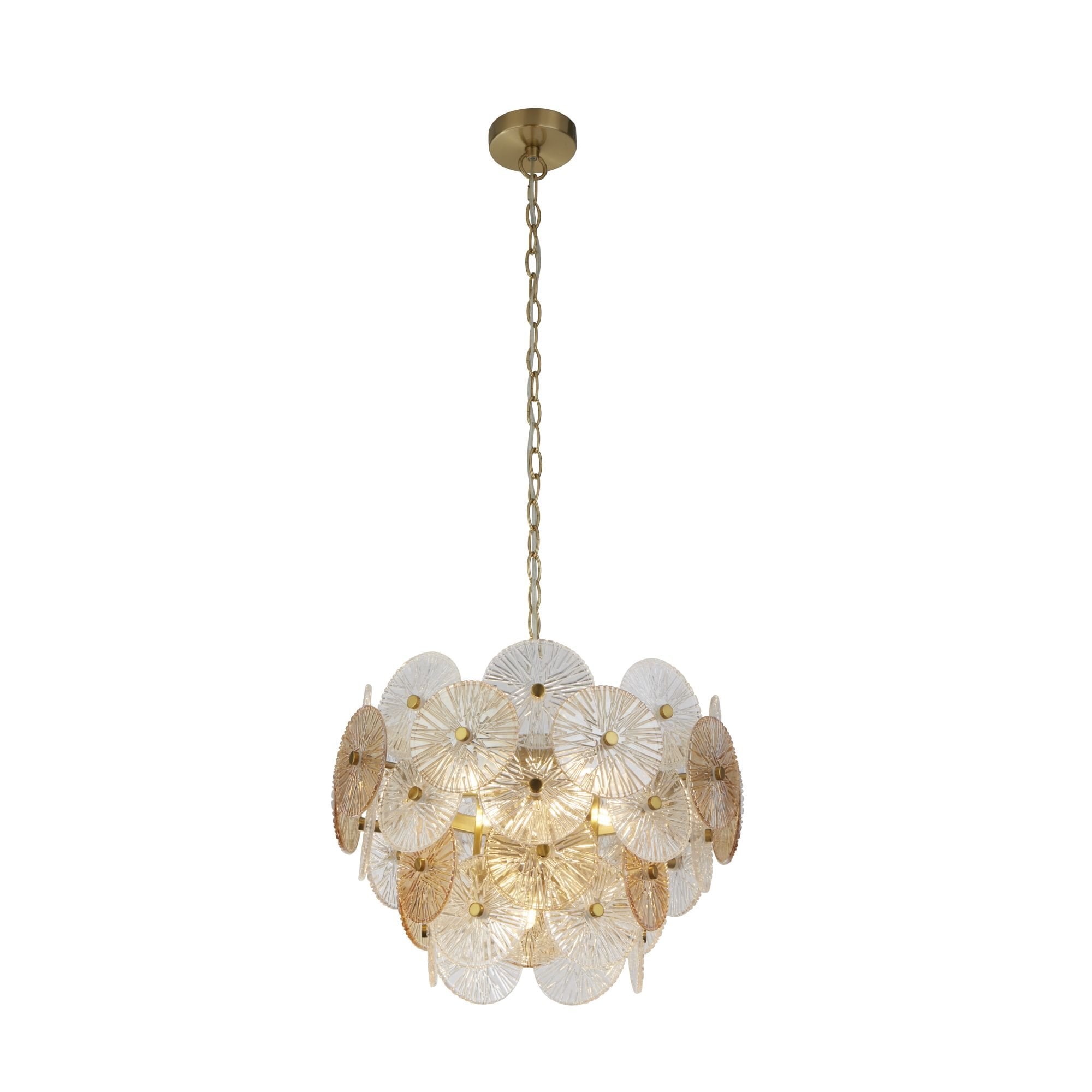 Searchlight Woodbine 5 Light Pendant - Bronze, Clear & Amber Glass