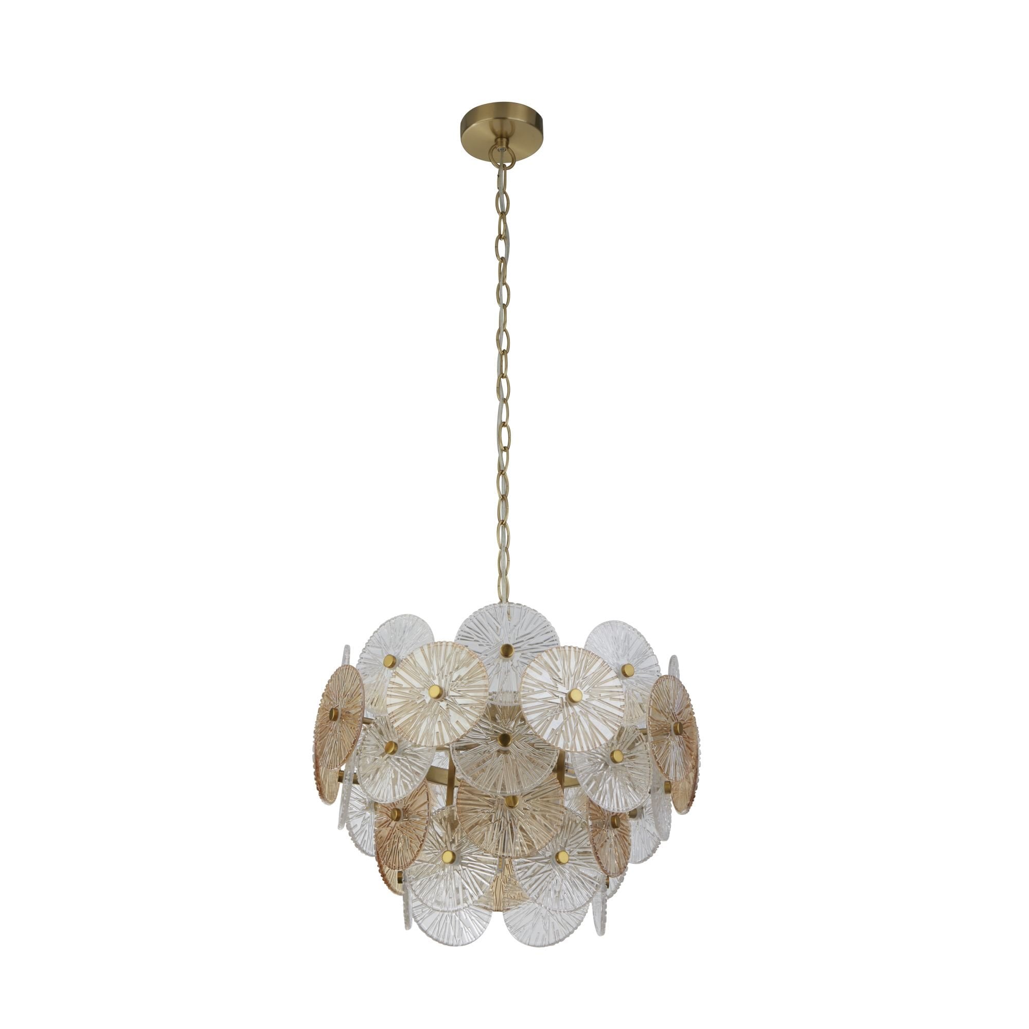 Searchlight Woodbine 5 Light Pendant - Bronze, Clear & Amber Glass