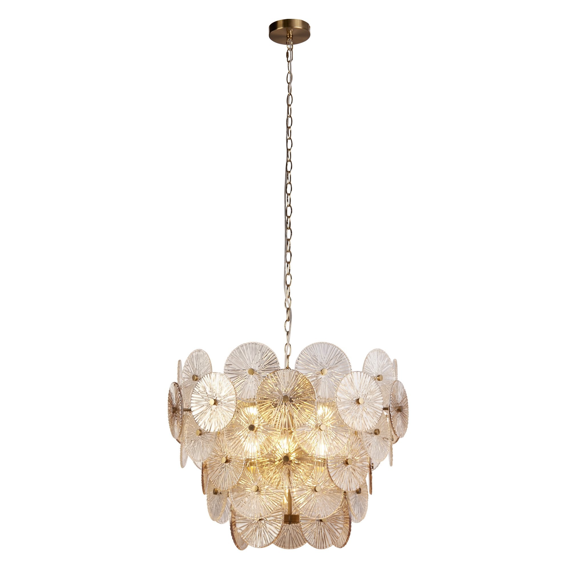 Searchlight Woodbine 9 Light Pendant - Bronze, Clear & Amber Glass