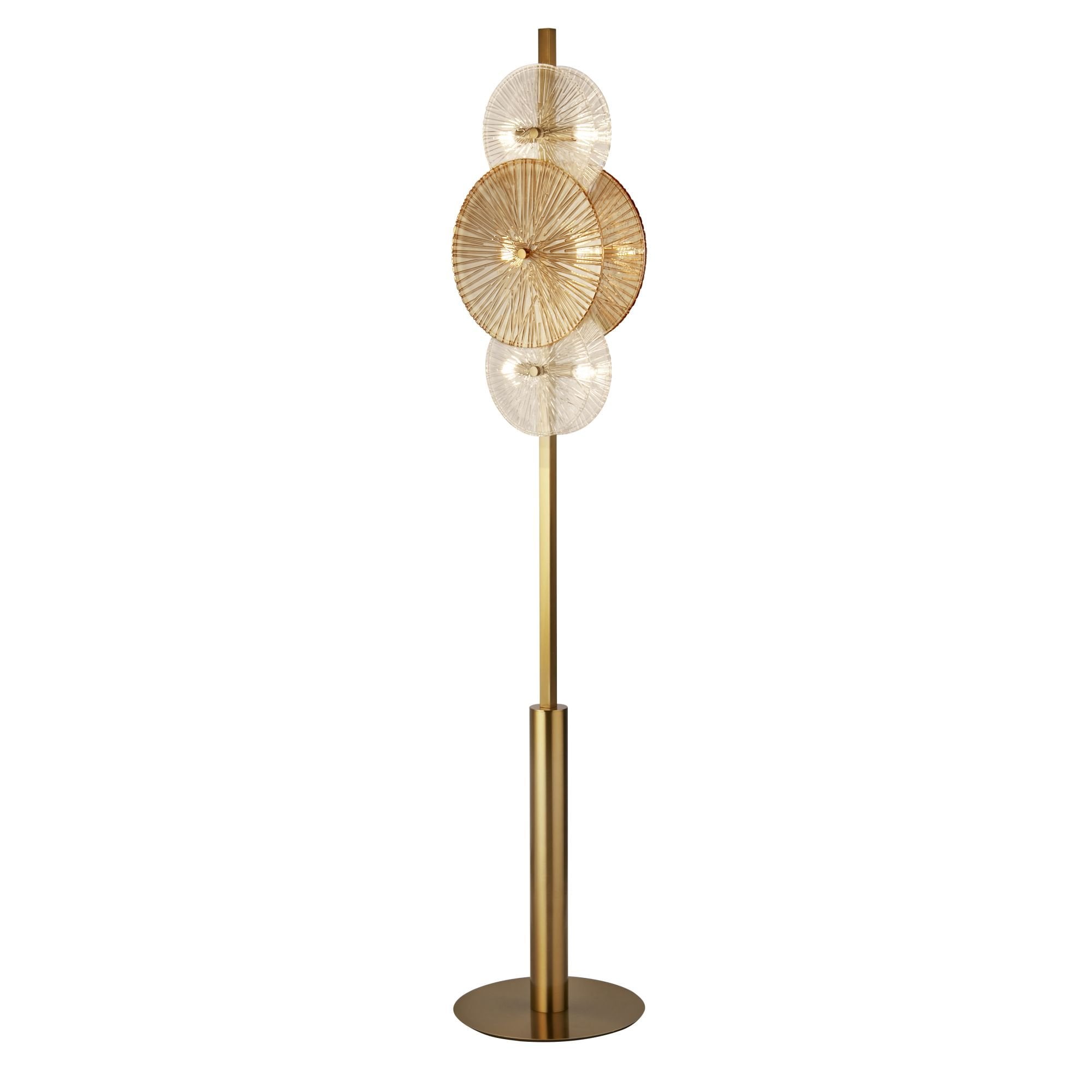 Searchlight Woodbine 6 Light Floor Lamp - Bronze, Clear & Amber Glass
