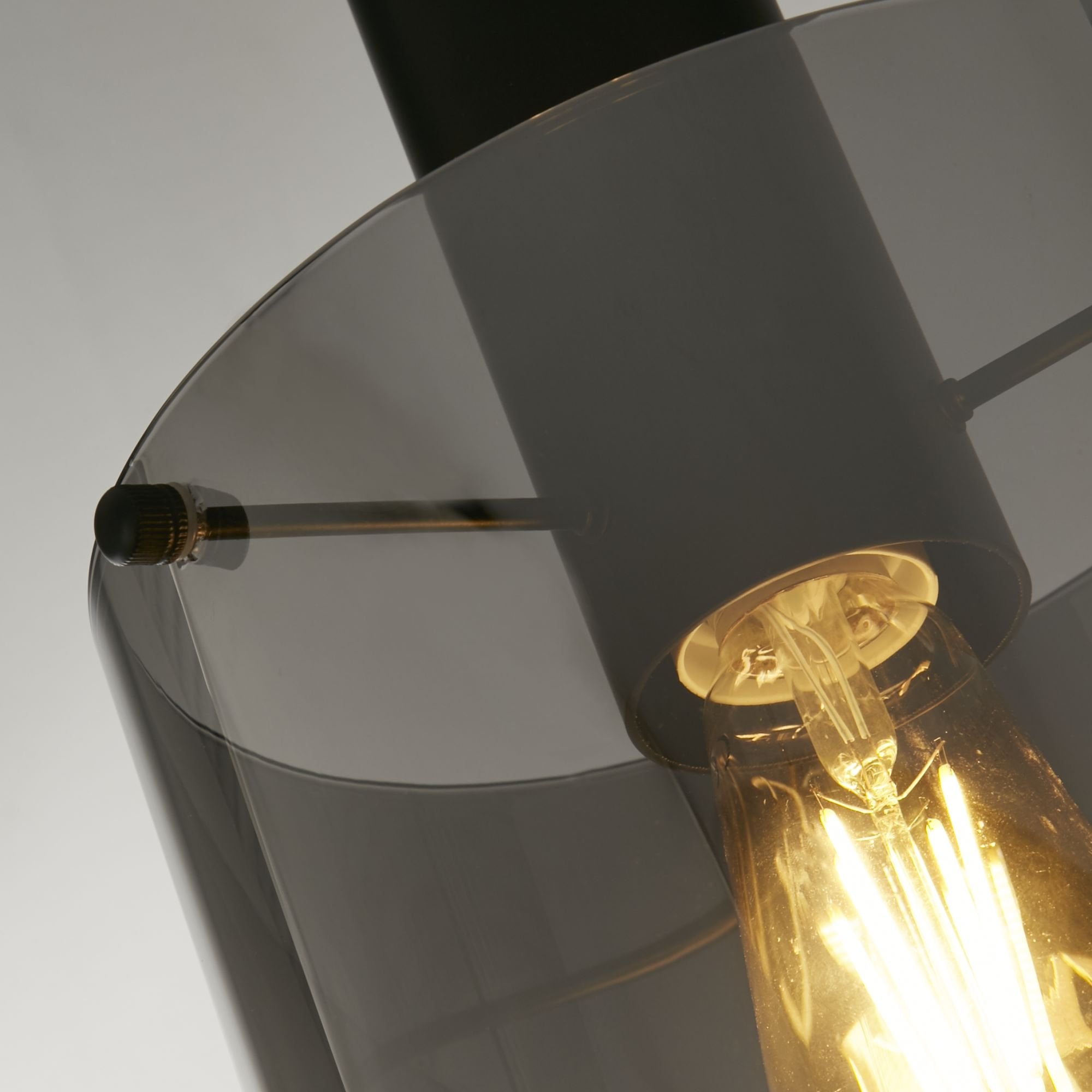 Searchlight Stirling Pendant - Matt Black & Smoked Ombre Glass