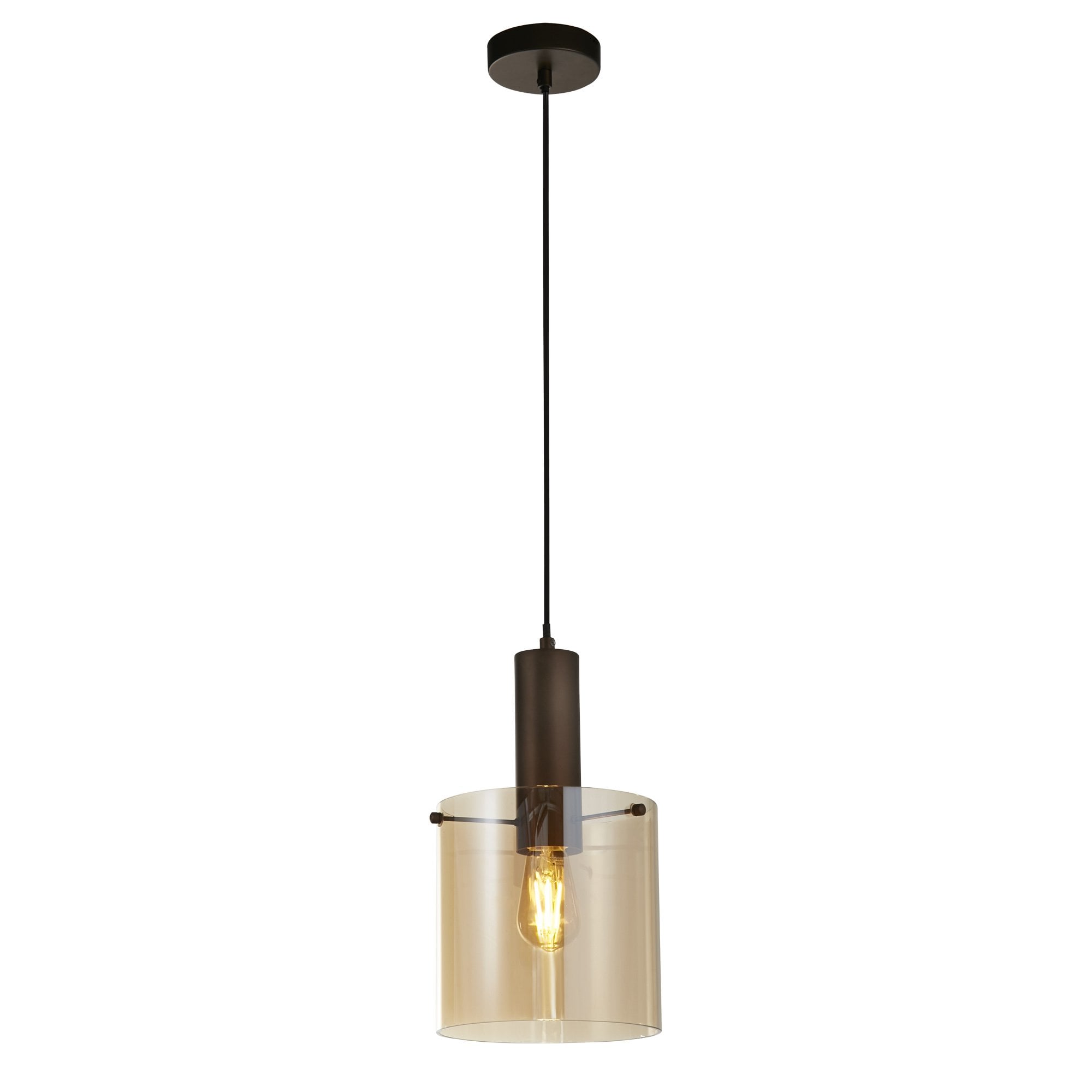 Searchlight Stirling Pendant - Mocha & Amber Glass