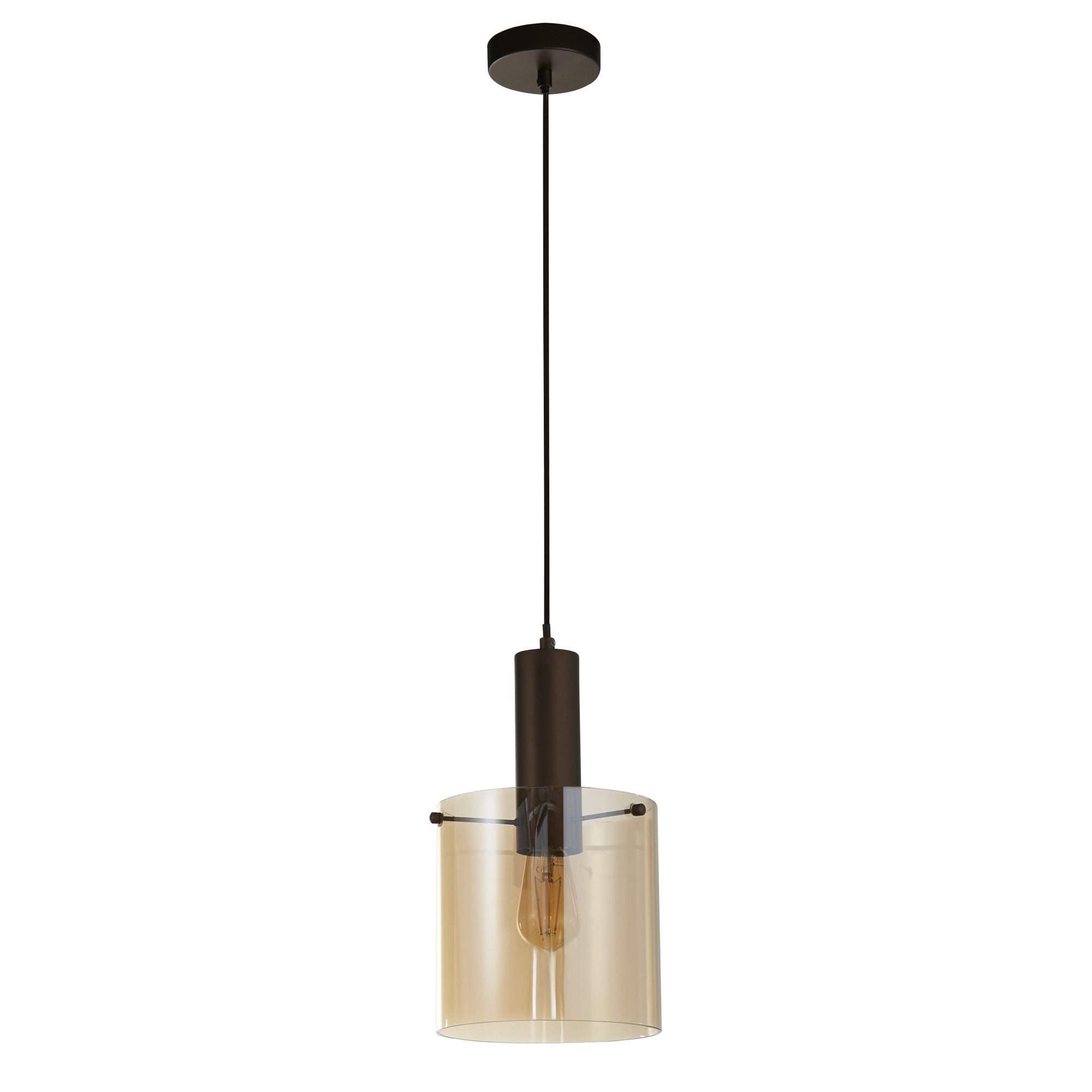 Searchlight Stirling Pendant - Mocha & Amber Glass