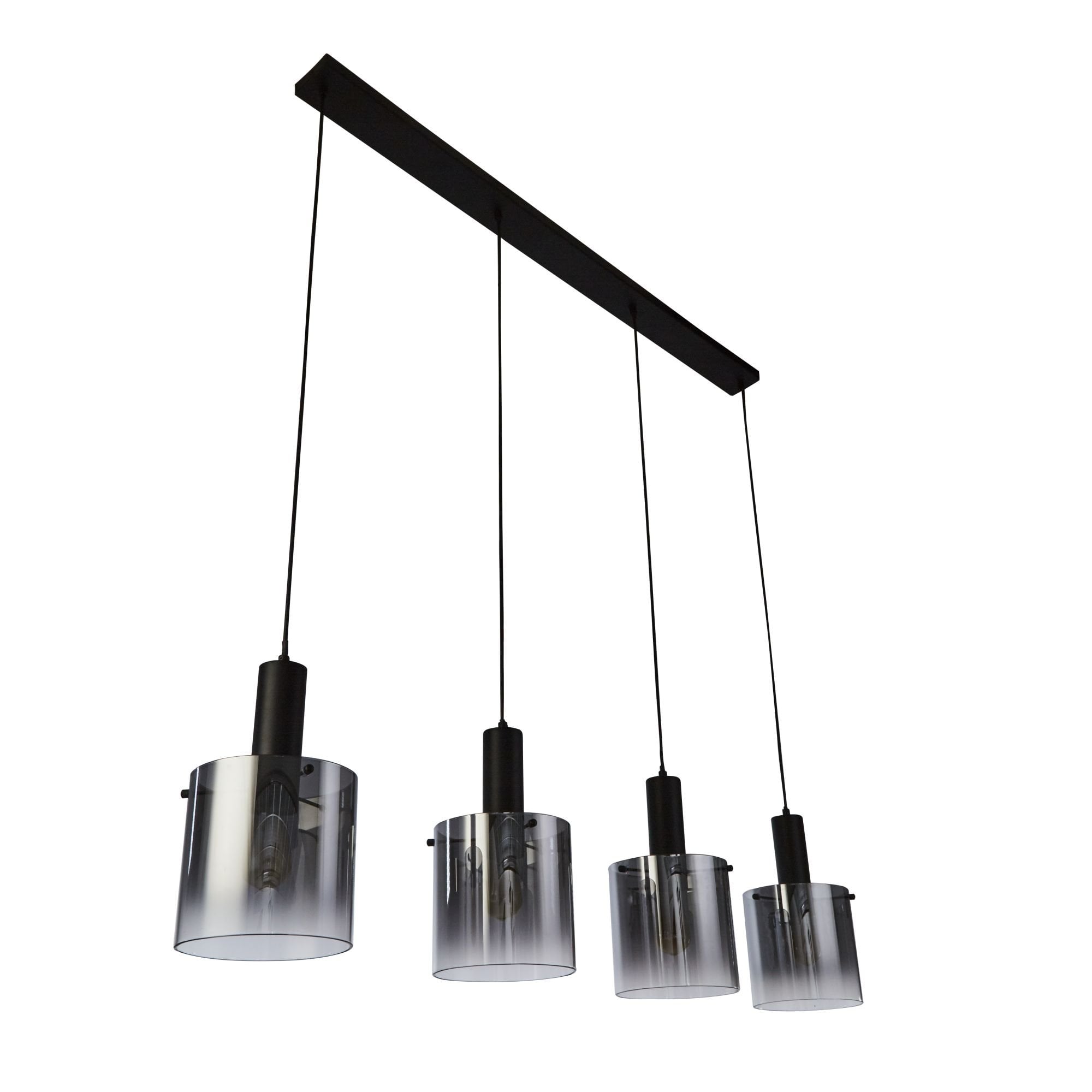 Searchlight Stirling 4 Light Bar Pendant - Black & Smoked Ombre Glass