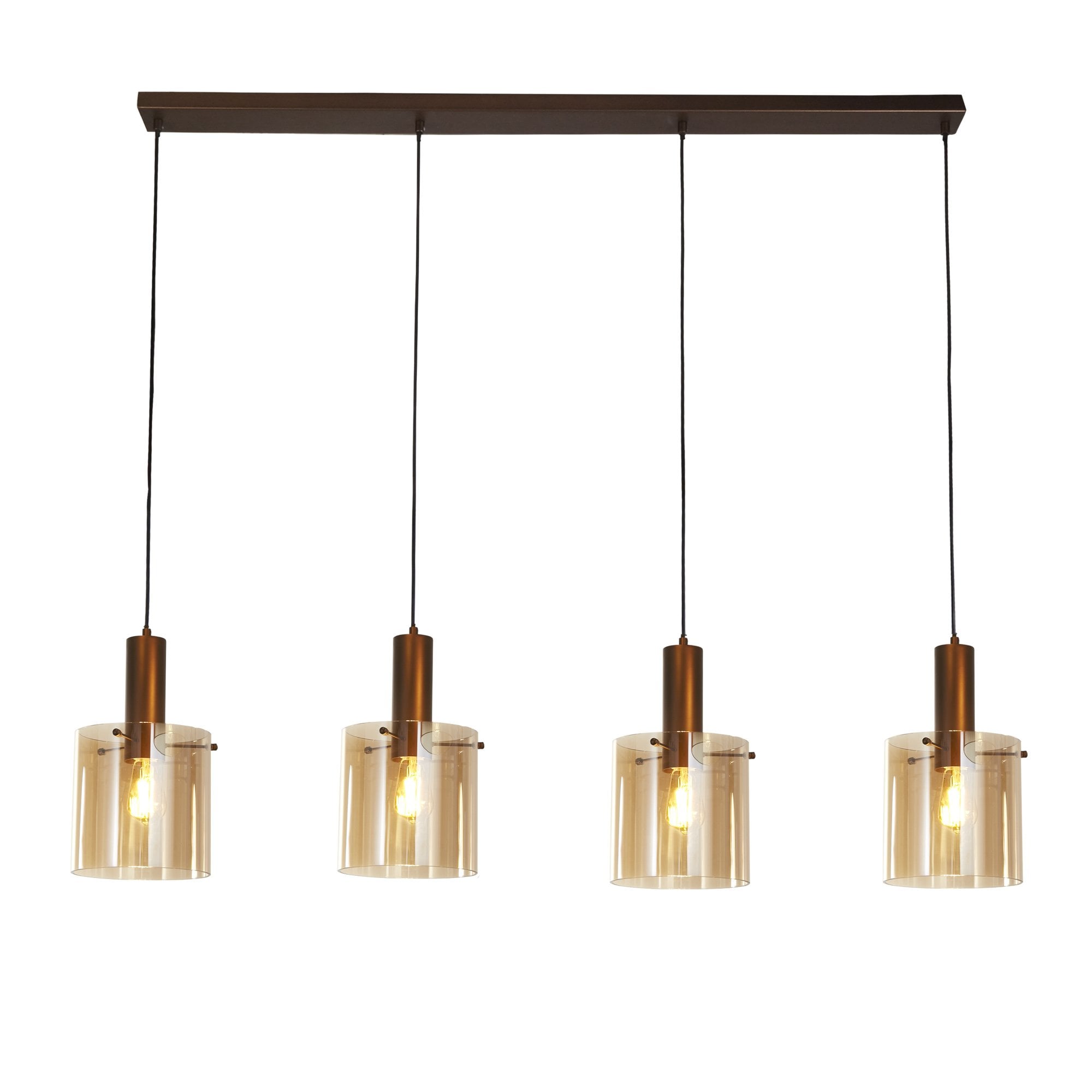 Searchlight Stirling 4 Light Bar Pendant - Mocha & Amber Glass