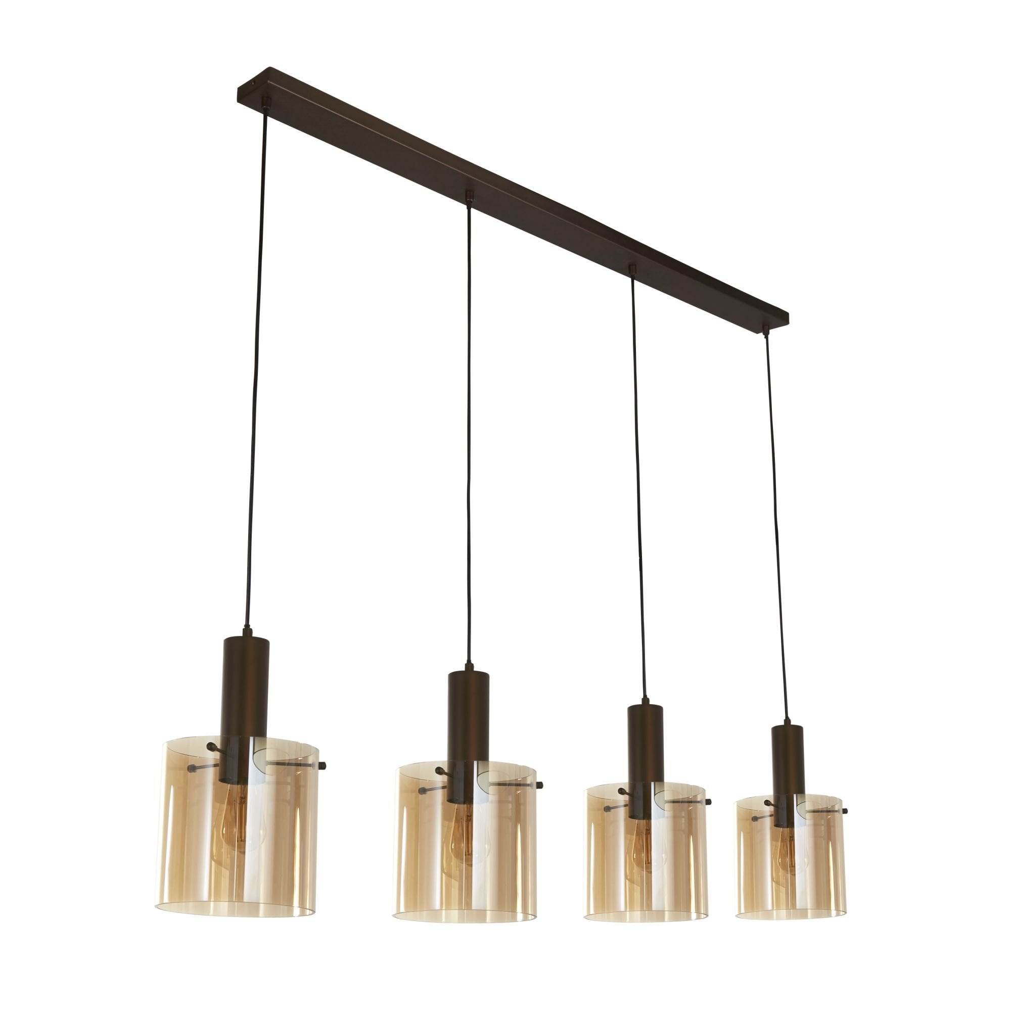 Searchlight Stirling 4 Light Bar Pendant - Mocha & Amber Glass