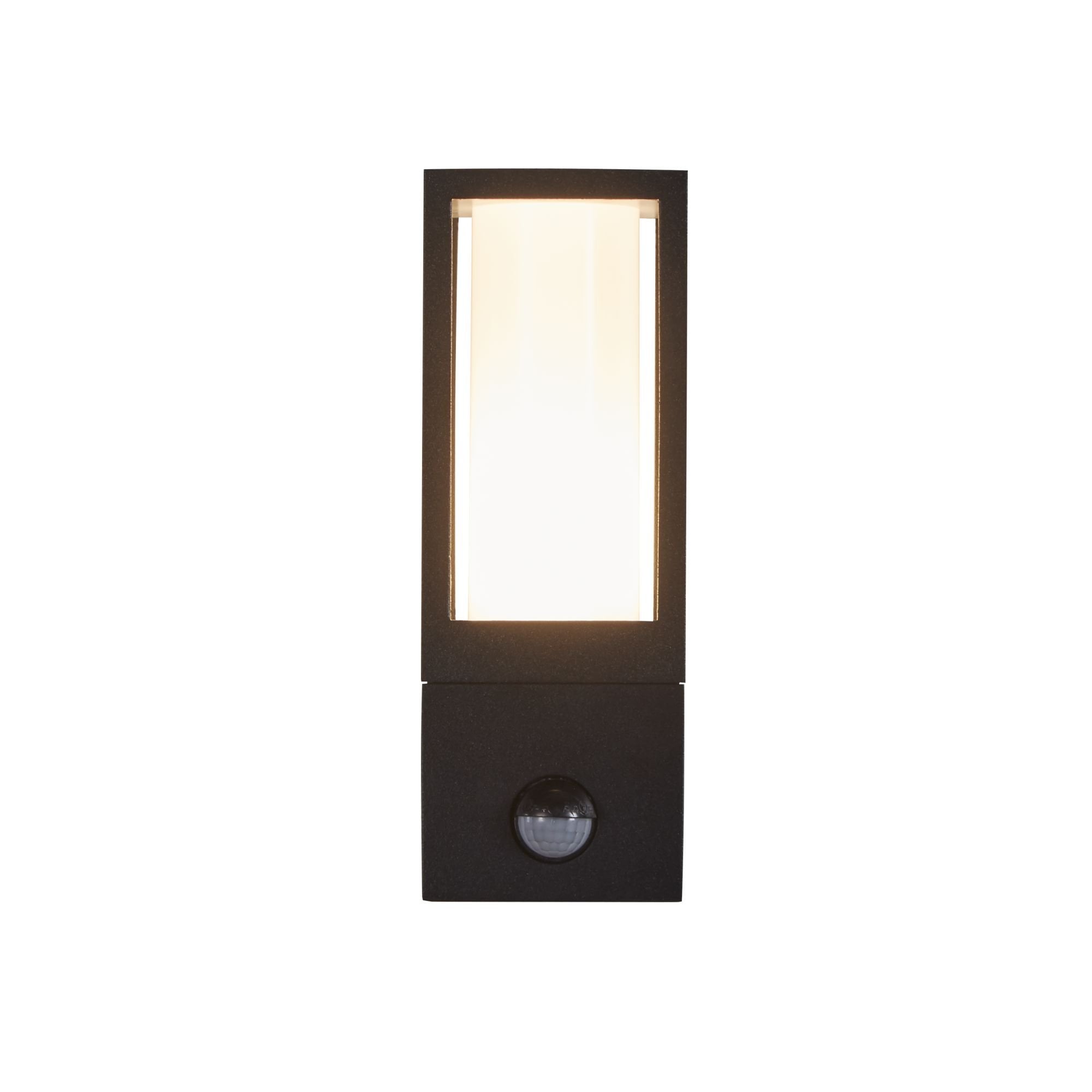 Searchlight Badminton Outdoor Wall Light with PIR - Black & White Polycarbonate