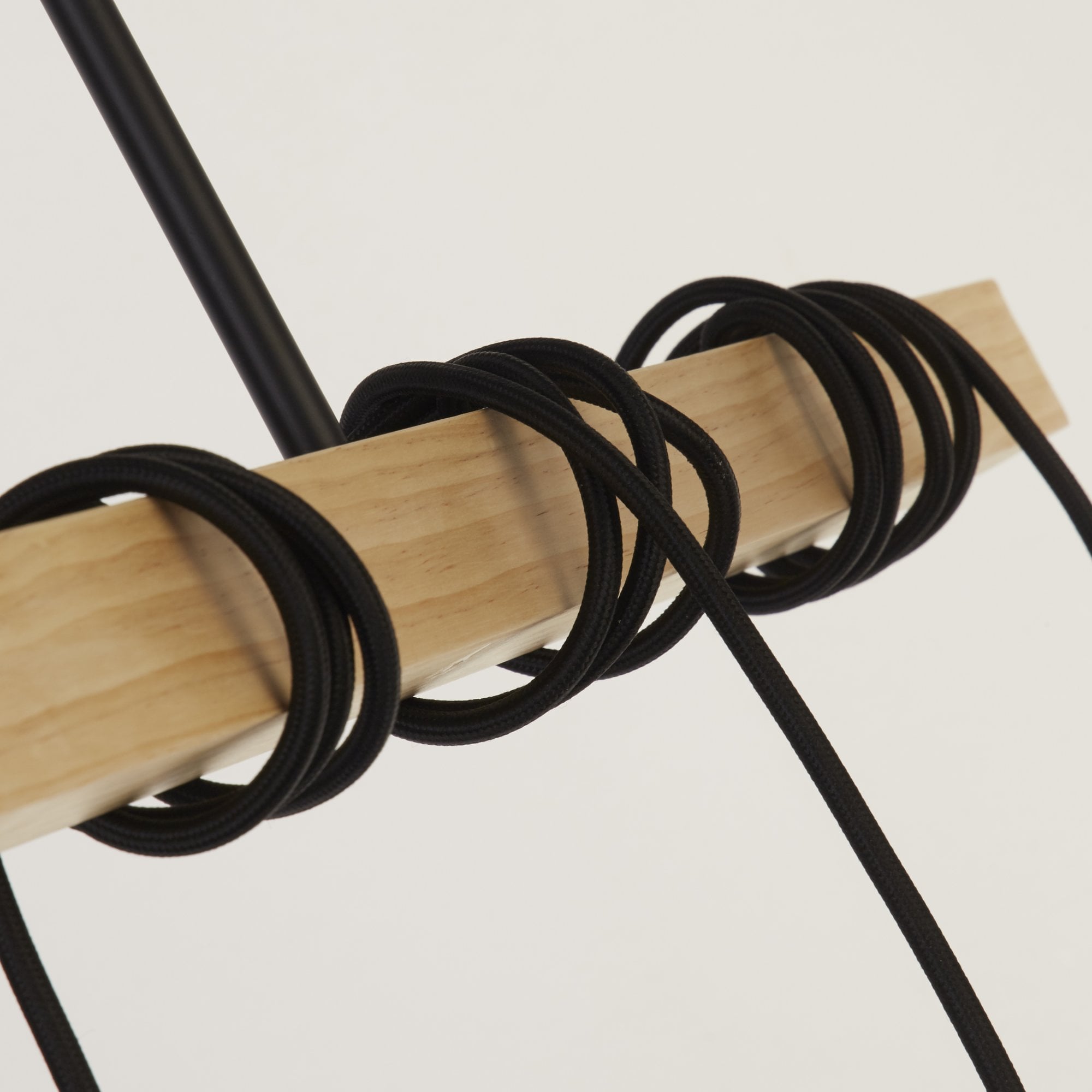 Searchlight Woodstock 6 Light Bar Pendant - Natural Wood & Black