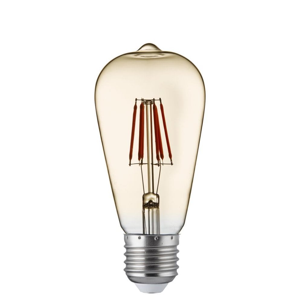 Searchlight E27 LED 6W Filament Squirrel Lamp - 2700K - Dimmable - Amber Glass - Pack of 5