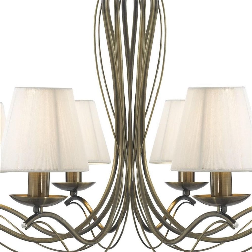 Searchlight Althorp 8 Light Pendant - Antique Brass & Ivory String Fabric