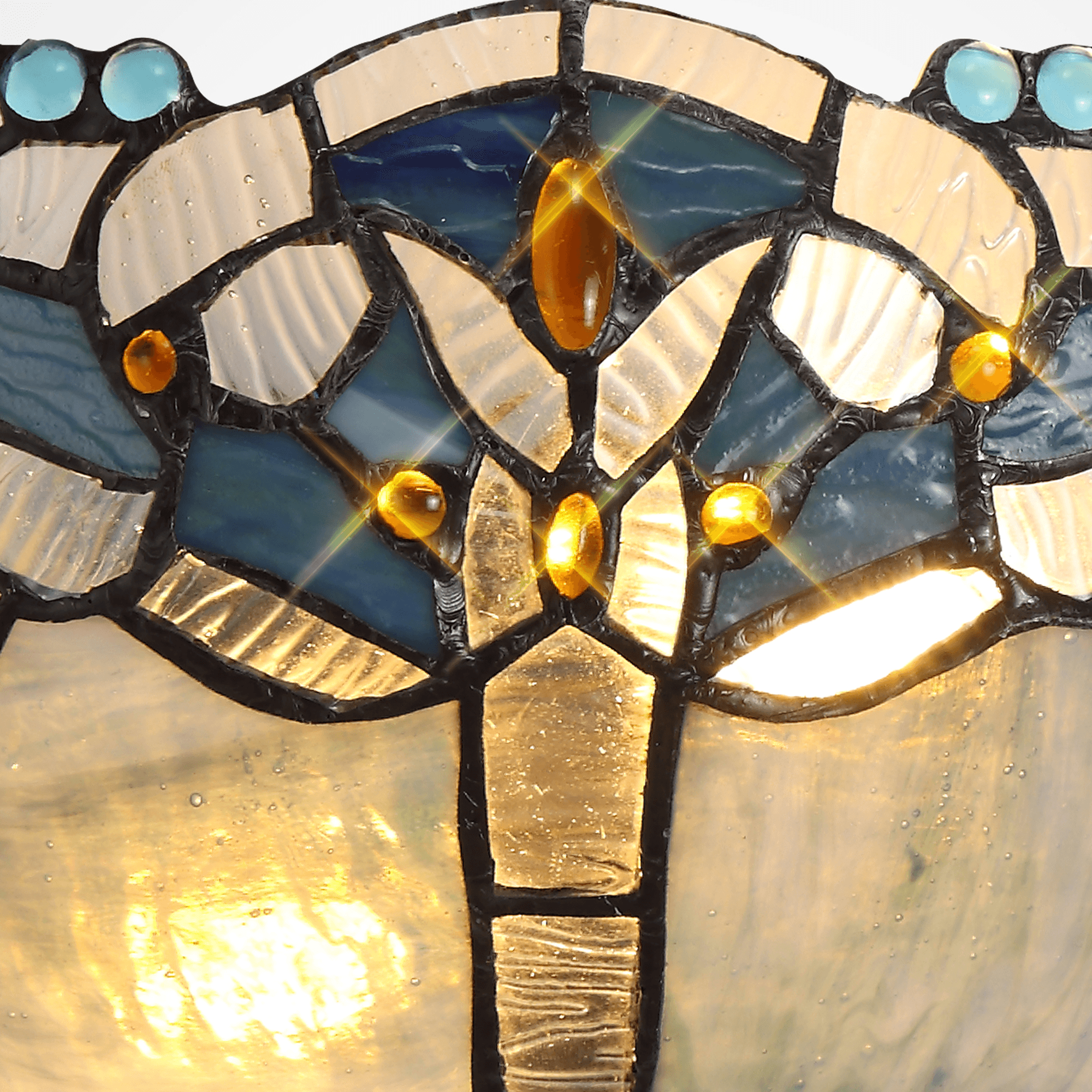 Fabula Newmans 2 Light Wall Lamp - 30cm Tiffany Shade - Blue