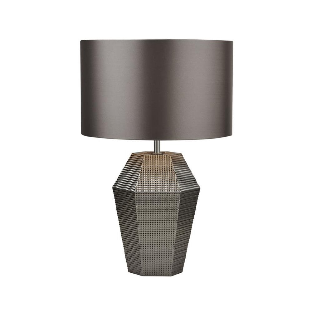 Searchlight Lucia Table Lamp - Smoked Glass & Satin Shade