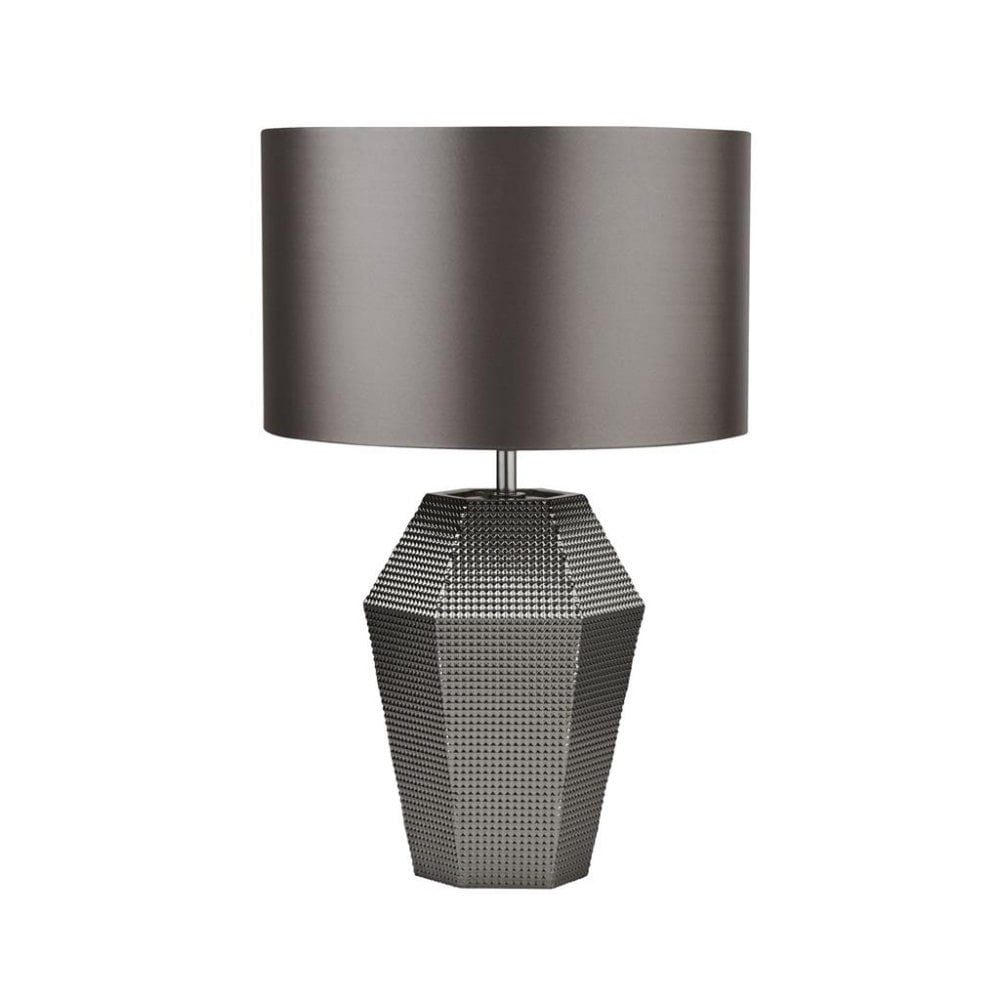Searchlight Lucia Table Lamp - Smoked Glass & Satin Shade