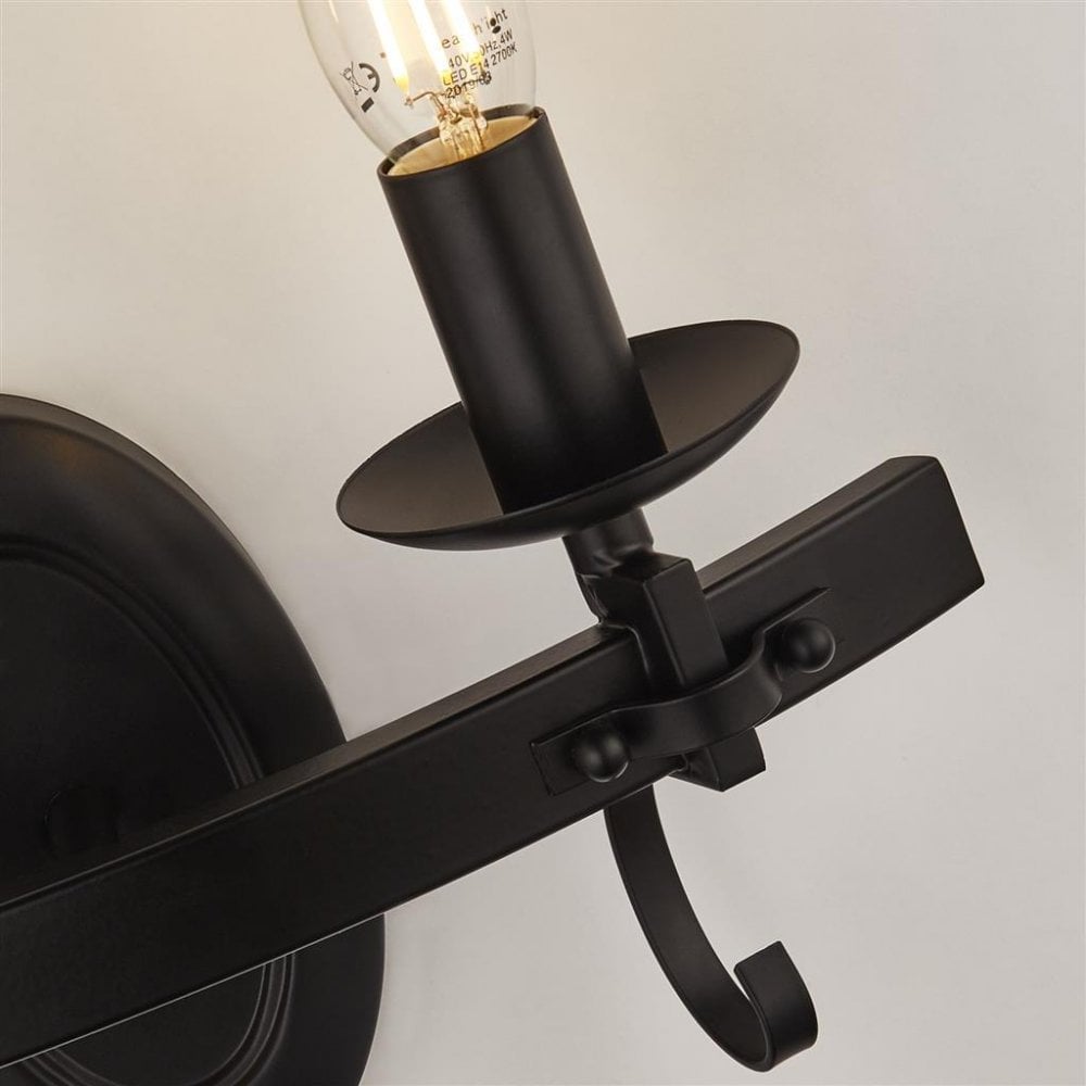 Searchlight Cadogan III 2 Light Wall Light - Black Wrought Iron