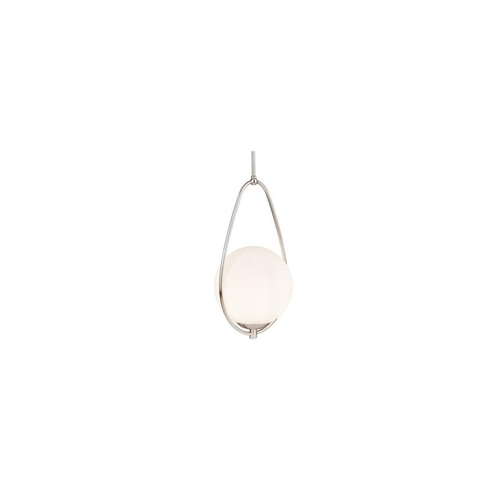Searchlight Autumn Pendant - Satin Silver & Opal Glass