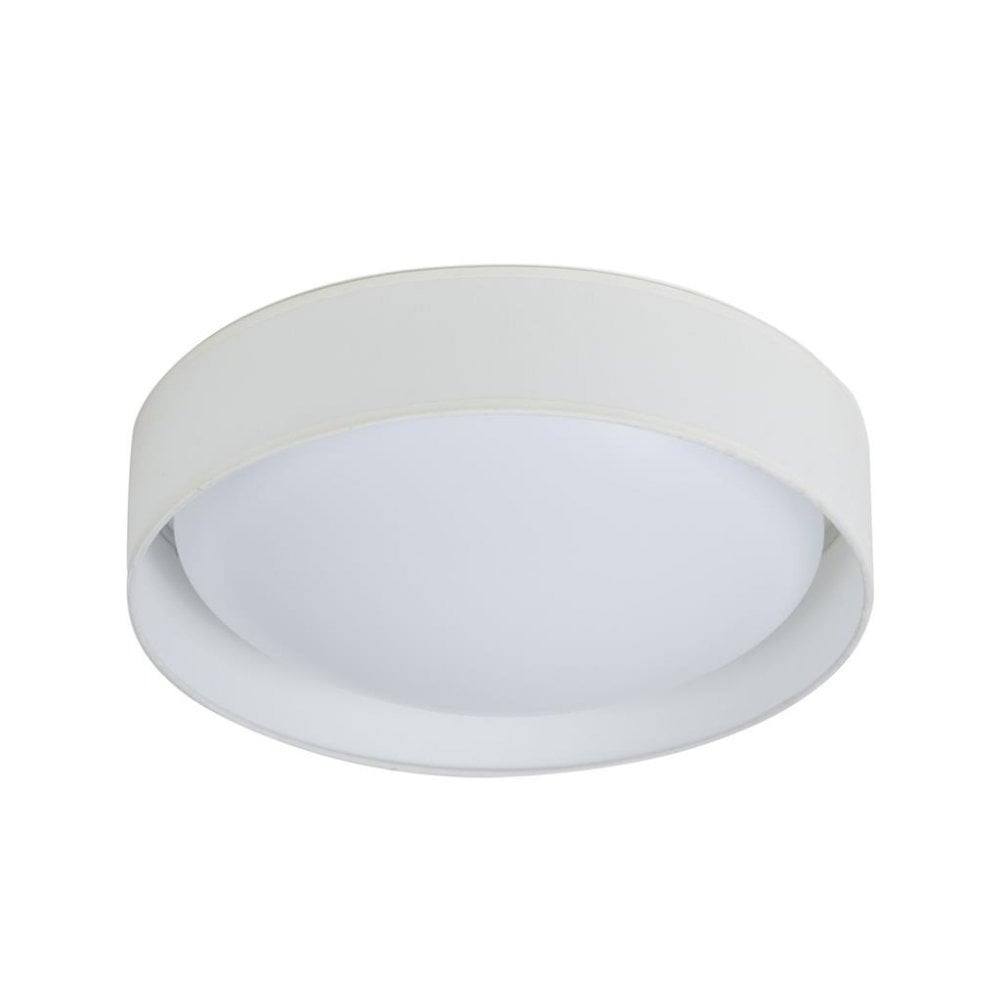 Searchlight Garson LED Flush - White Fabric & Acrylic Diffuser