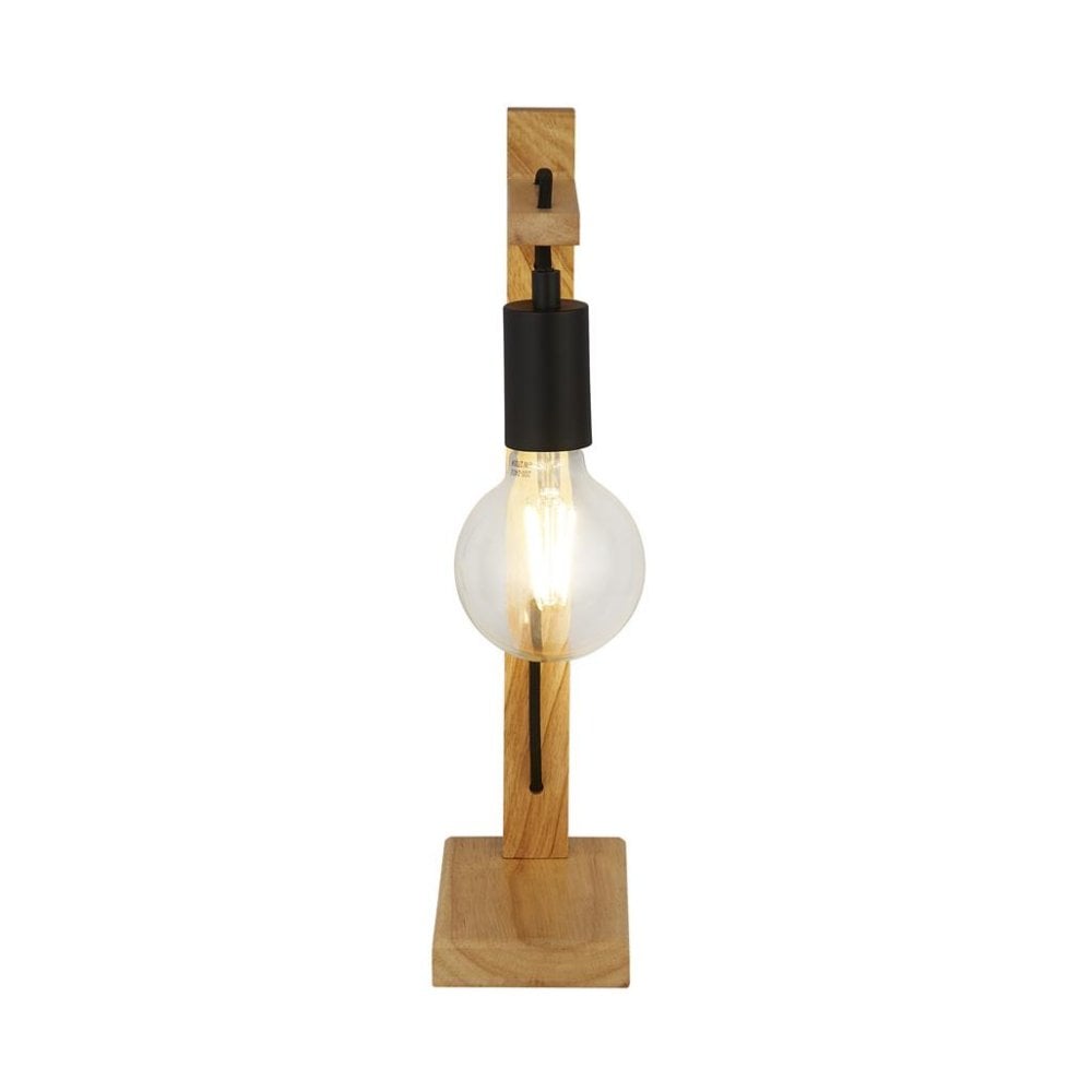 Searchlight Woodstock Table Lamp - Natural Wood & Black