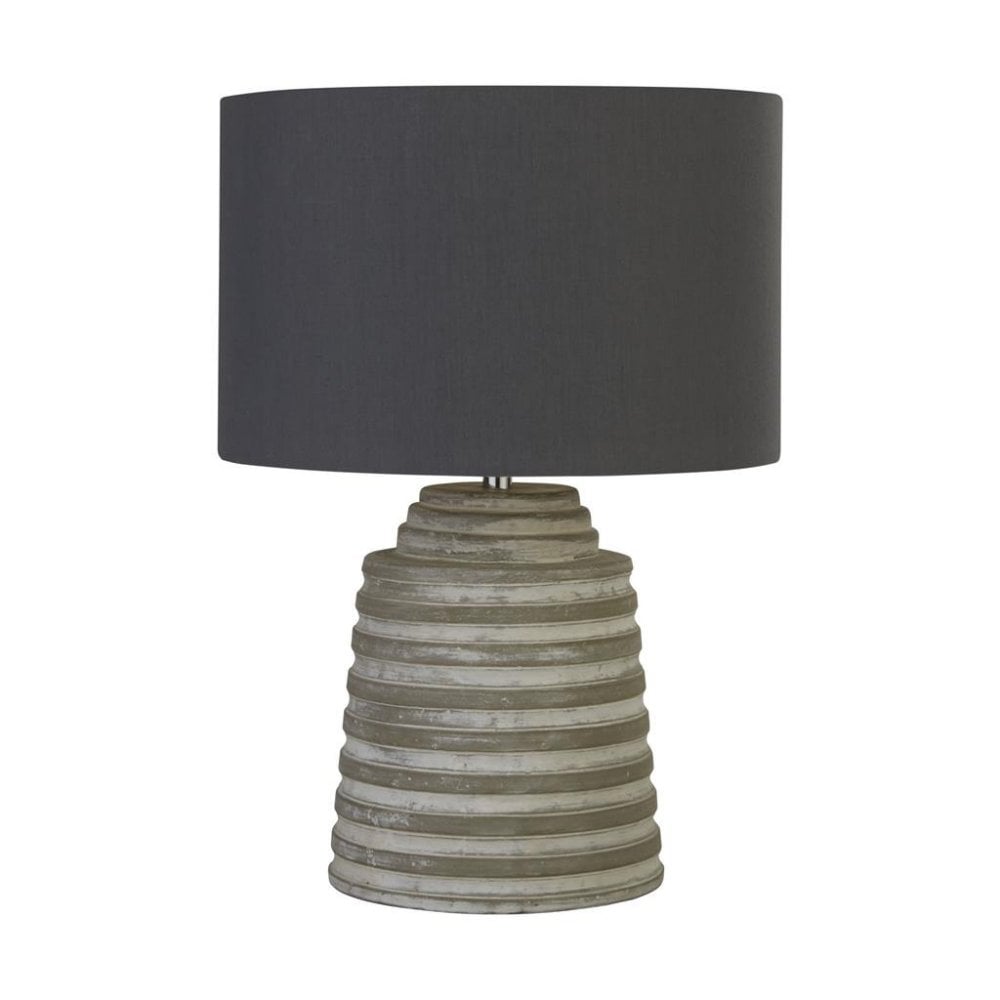 Searchlight Landseer Table Lamp - Grey Cement & Grey Fabric Shade
