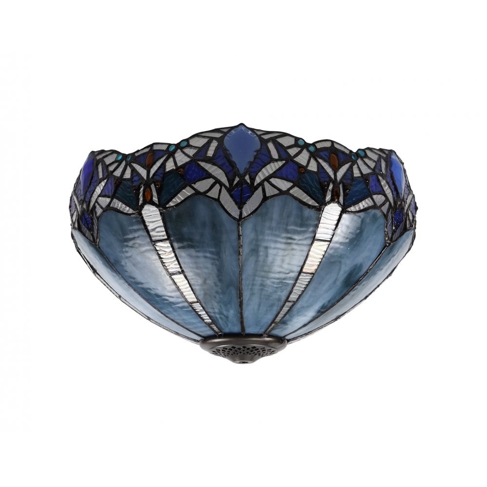 Fabula Newmans 2 Light Uplighter Pendant - 40cm Tiffany Shade - Blue