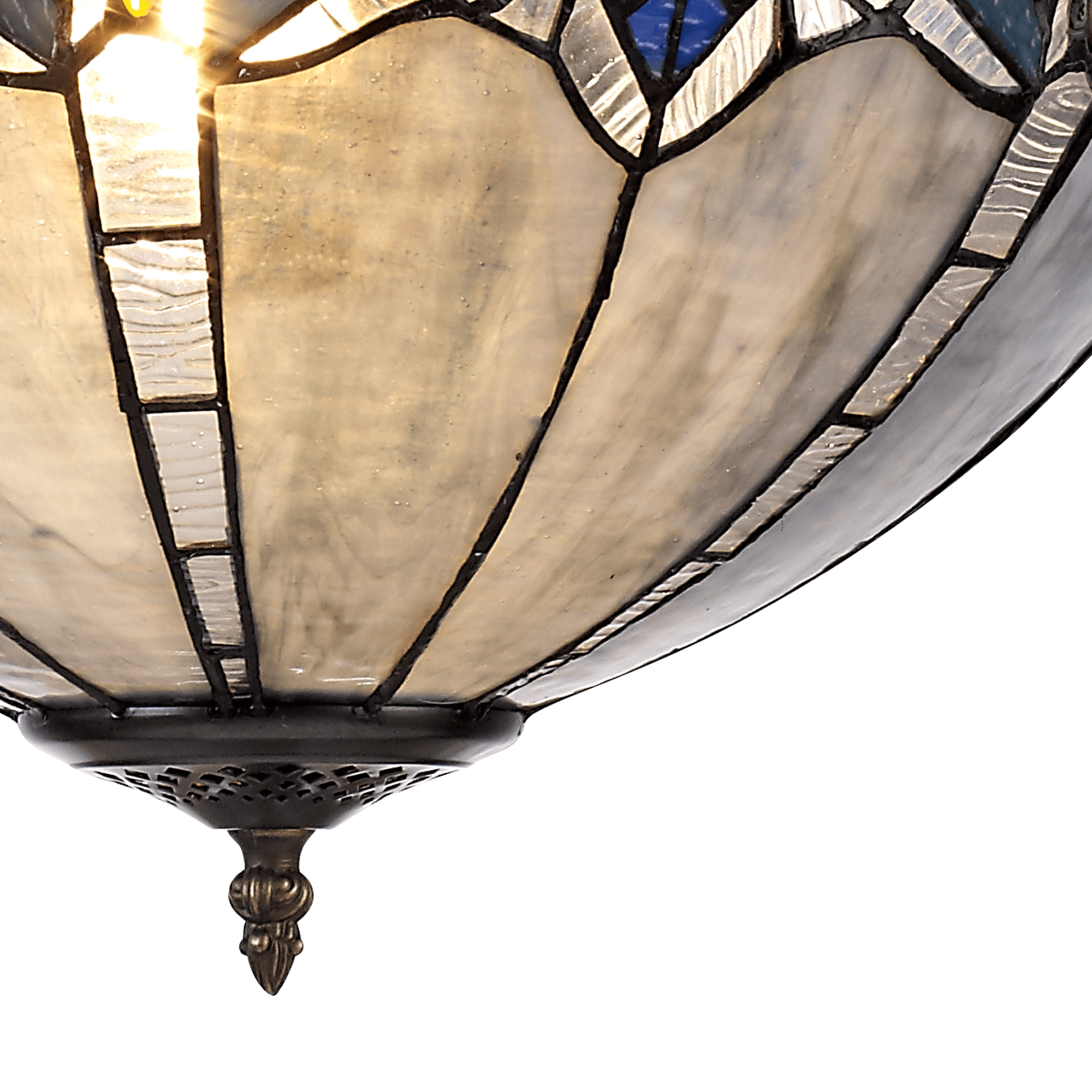 Fabula Newmans 2 Light Uplighter Pendant - 40cm Tiffany Shade - Blue