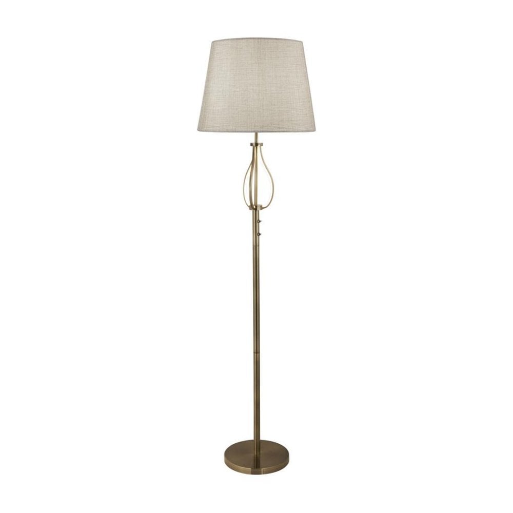 Searchlight Vauxhall Floor Light - Antique Brass & Cream Hessian Shade
