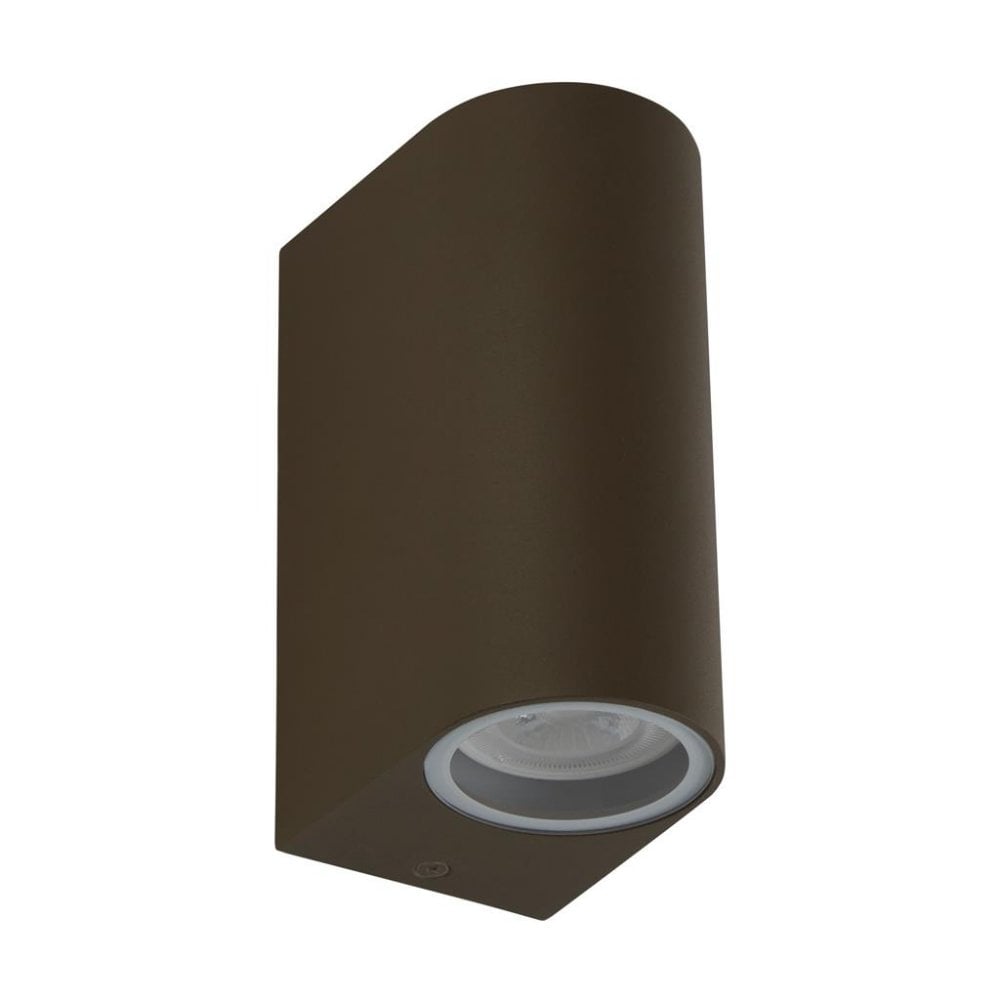 Searchlight Eaton Outdoor 2 Light Wall Light - Rustic Brown, Clear & Frosted