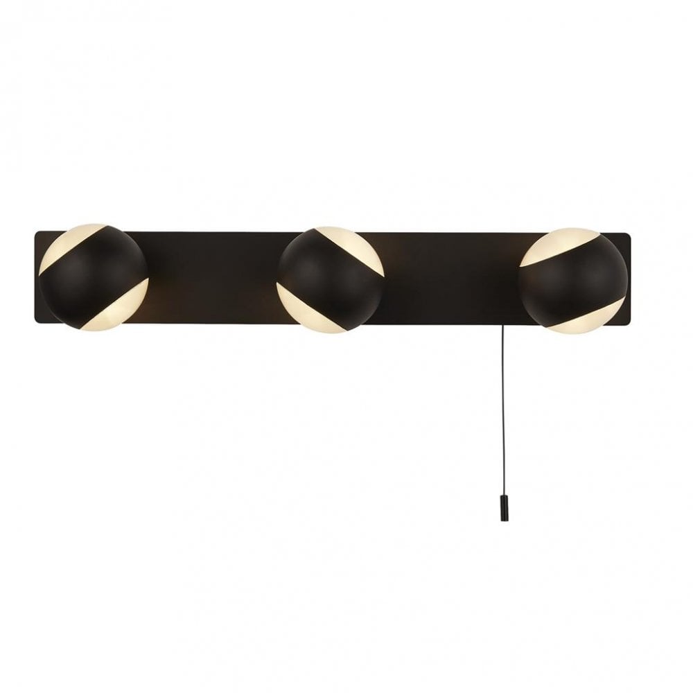 Searchlight Falstaff 3 Light Wall Light - Black & Opal Glass